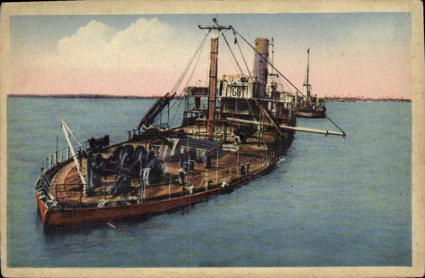 CPA Saint Aubin Sur Mer Cargos de debarquement Bateaux Militaria