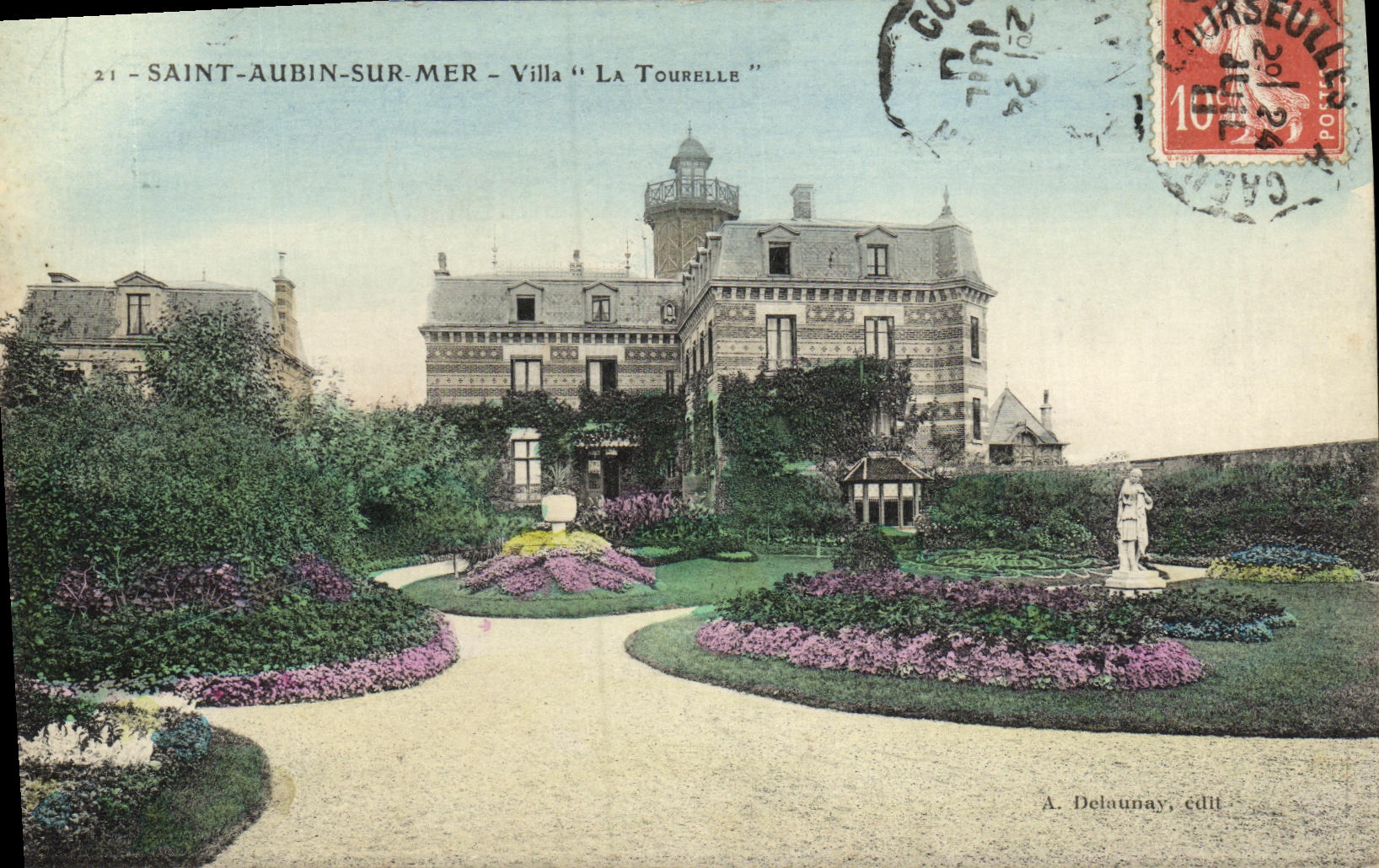 VINTAGE POSTCARD Holy Aubin On Sea Vilal the Turret