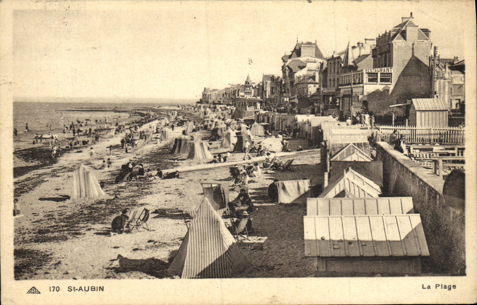 VINTAGE POSTCARD Holy Aubin On Sea the beach