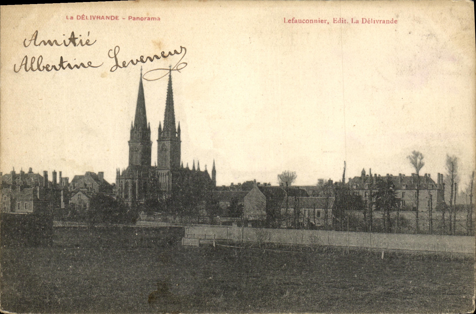 VINTAGE POSTCARD Delivrande Panorama
