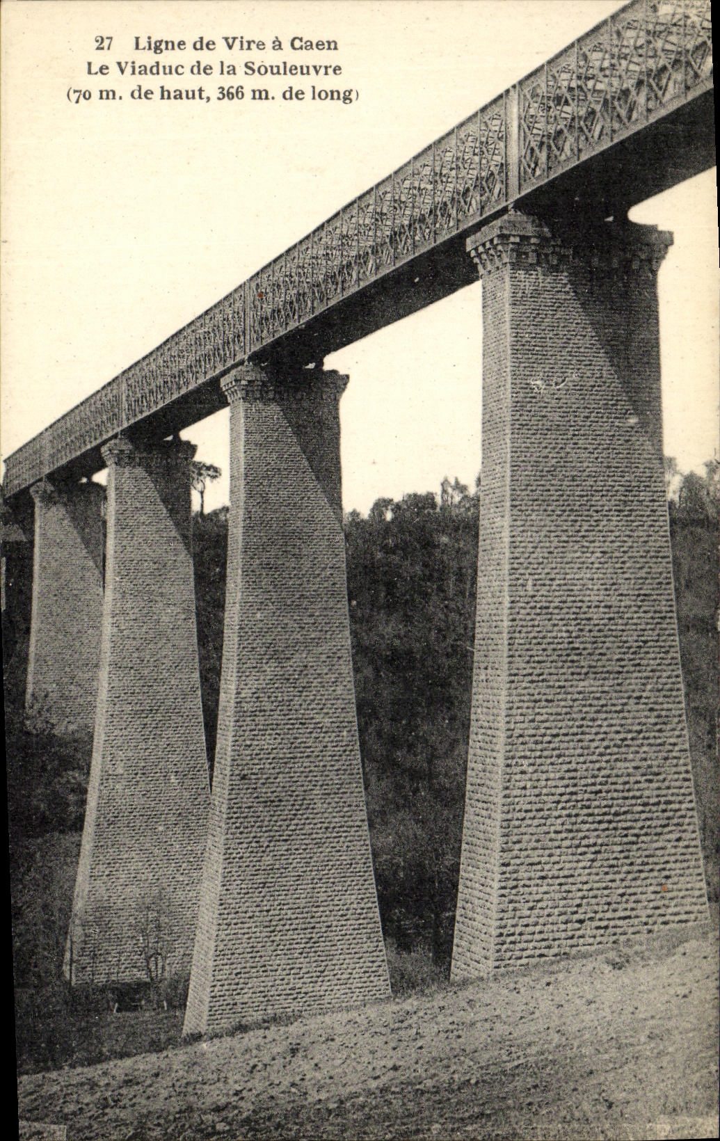 VINTAGE POSTCARD Ligne of Transfers has Caen the viaduct of Souleuvre