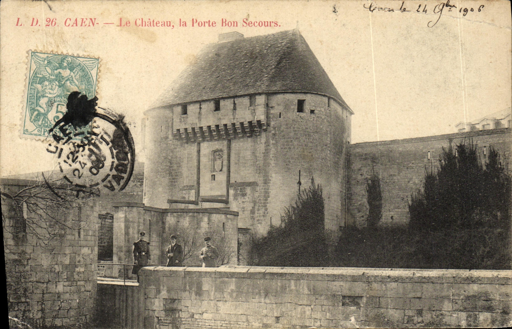 POSTAL Caen de la VENDIMIA el castillo la buena ayuda de la puerta