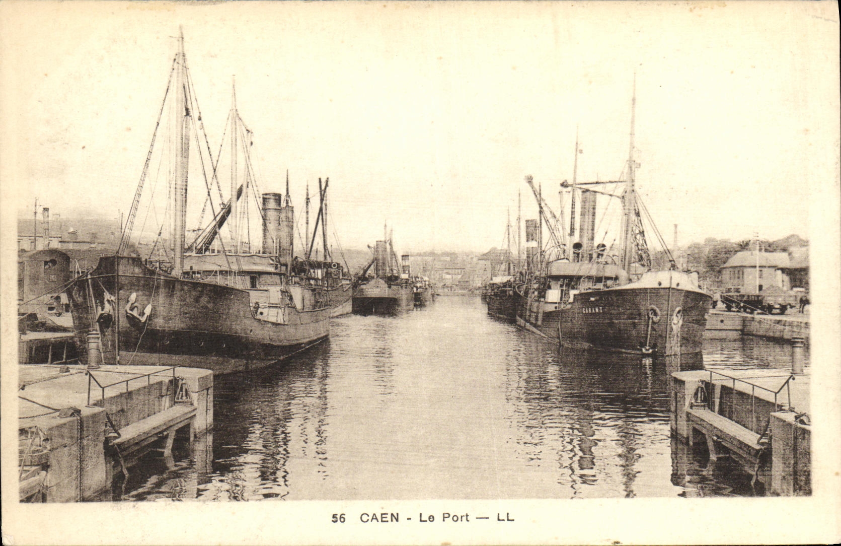 VINTAGE POSTCARD Caen the Port Boats