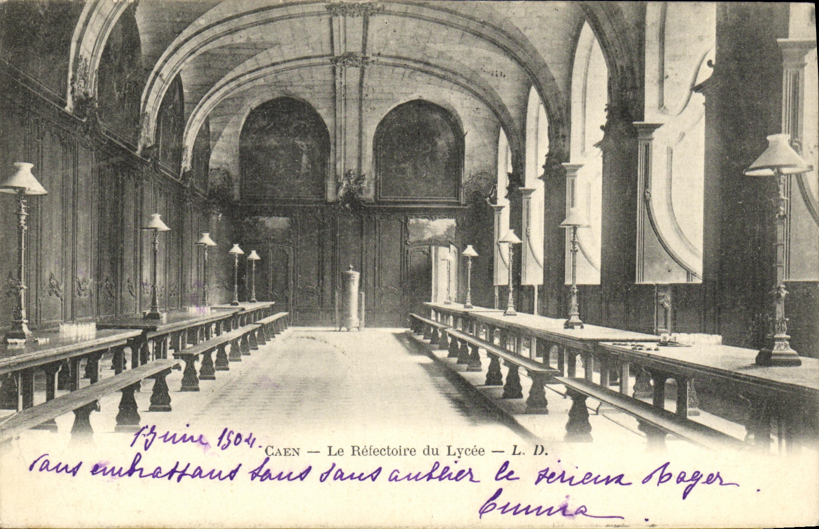 VINTAGE POSTCARD Caen the Refectory of the College