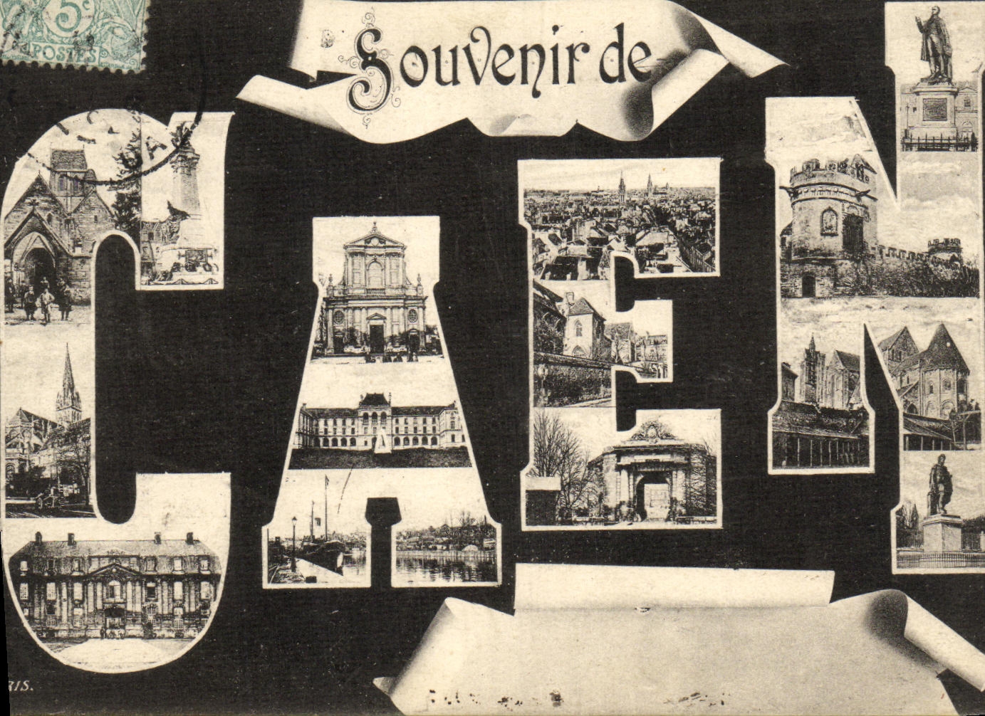 VINTAGE POSTCARD To remember of Caen