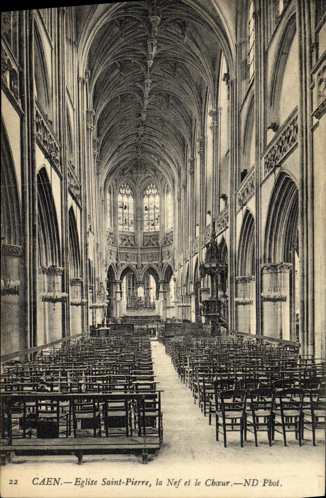 VINTAGE POSTCARD Caen Church Saint Pierre the Nave And Chorus