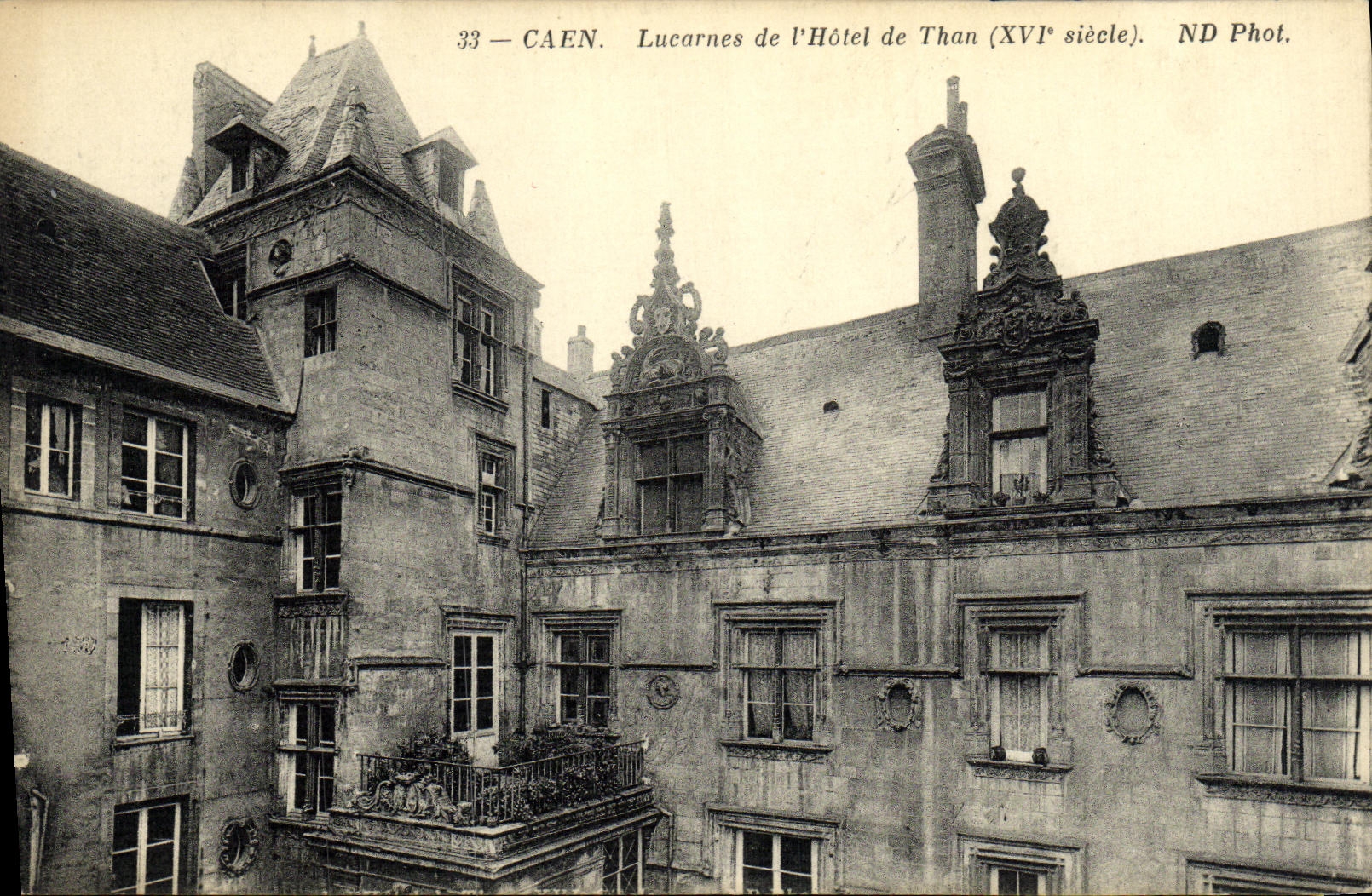 VINTAGE POSTCARD Caen Attic windows of L Hotel of Than