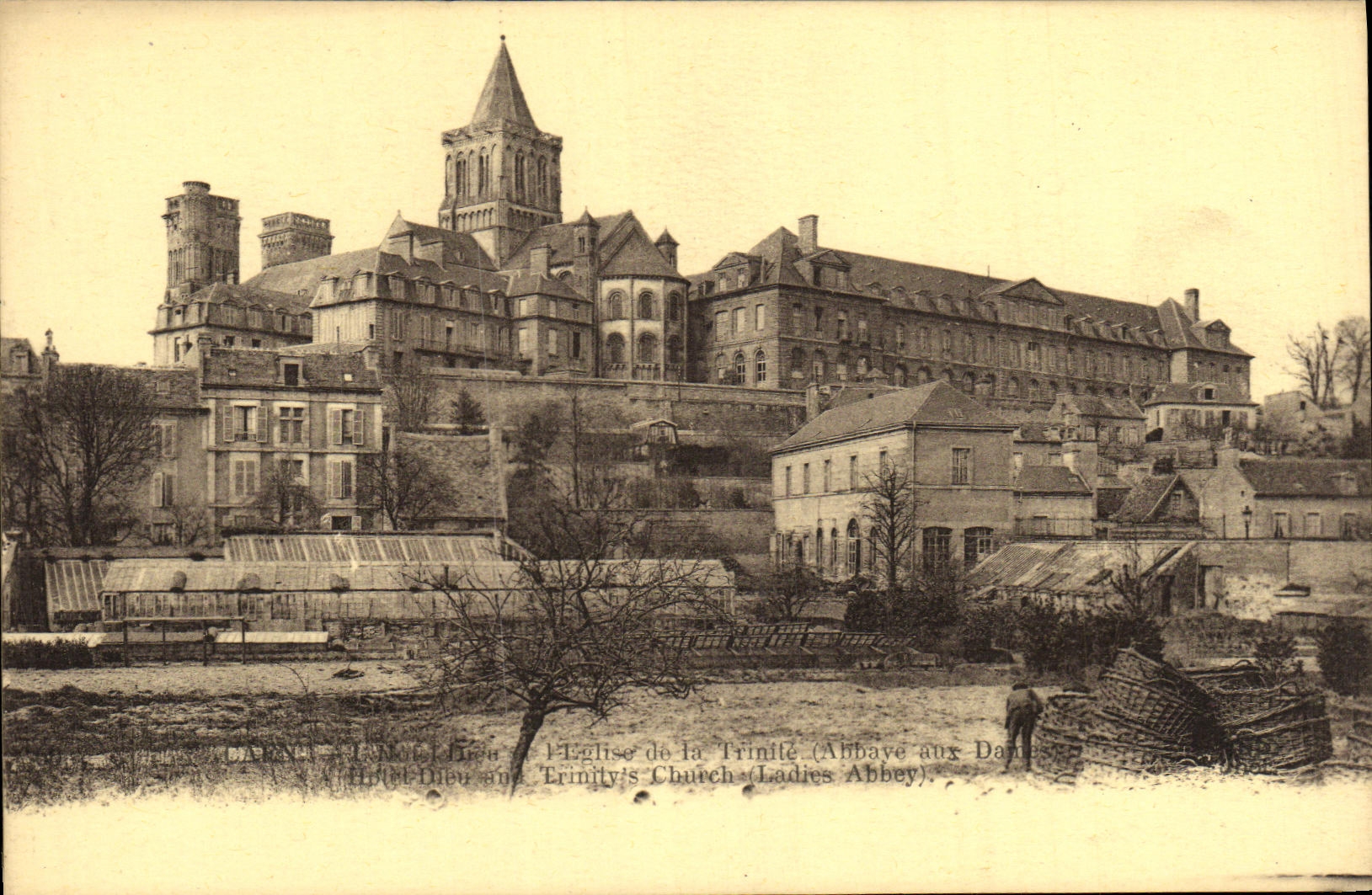 VINTAGE POSTCARD Caen L hotel God Church of the Trinity