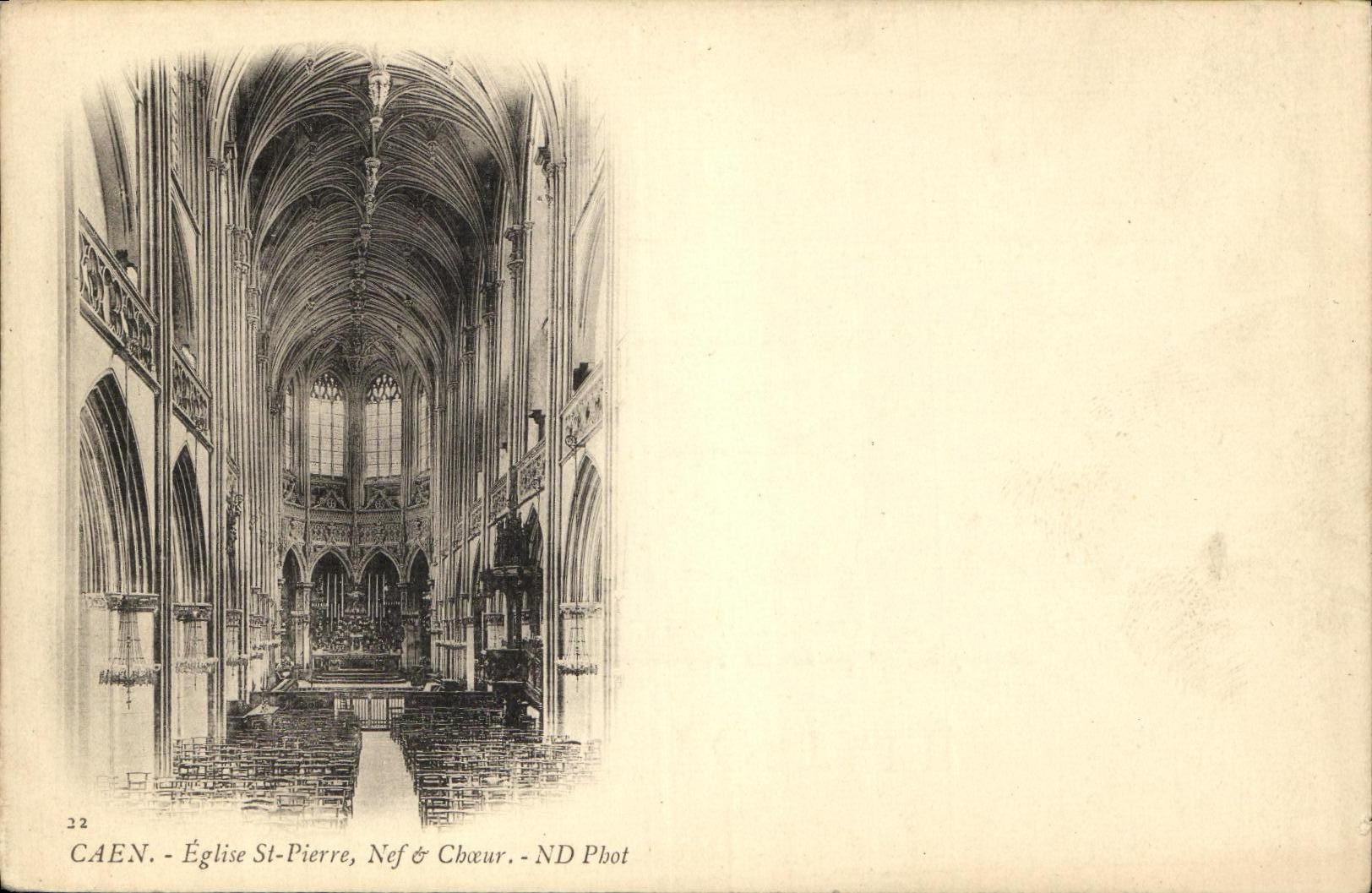 VINTAGE POSTCARD Caen Church St Pierre Nave Chorus