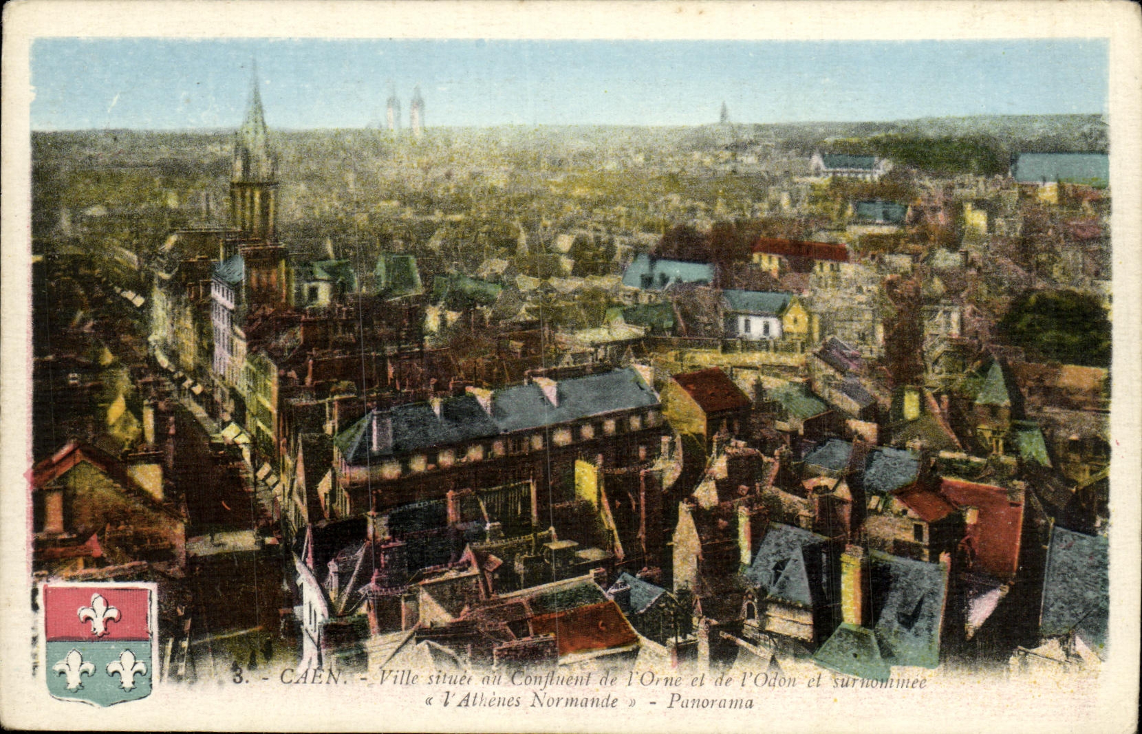 CPA Caen Ville Situee Au Panorama de l Orne et de l Odon et surnomee l Athenes bruyante Panorama