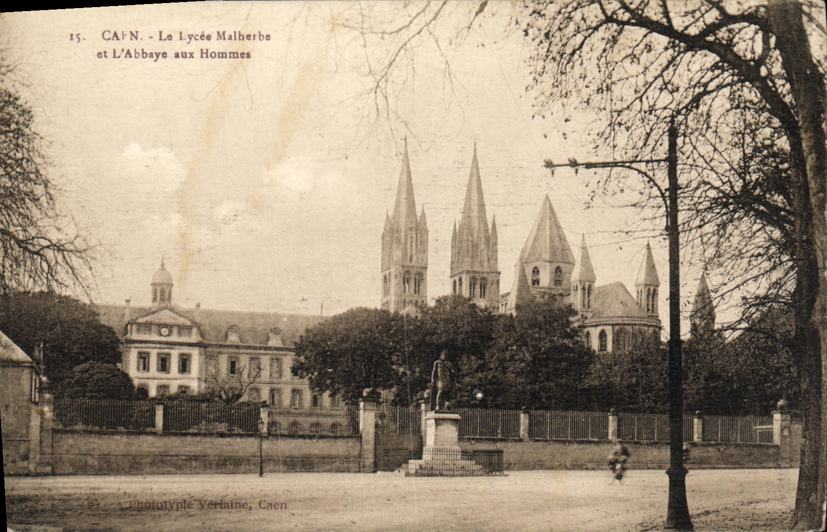VINTAGE POSTCARD Caen the Maiherbe College and L Abbey with the Men