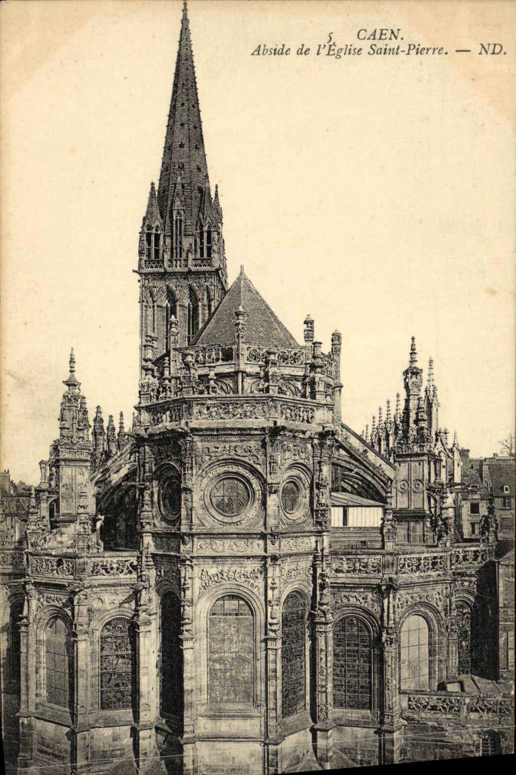 VINTAGE POSTCARD Caen Apse of L Church Saint Pierre