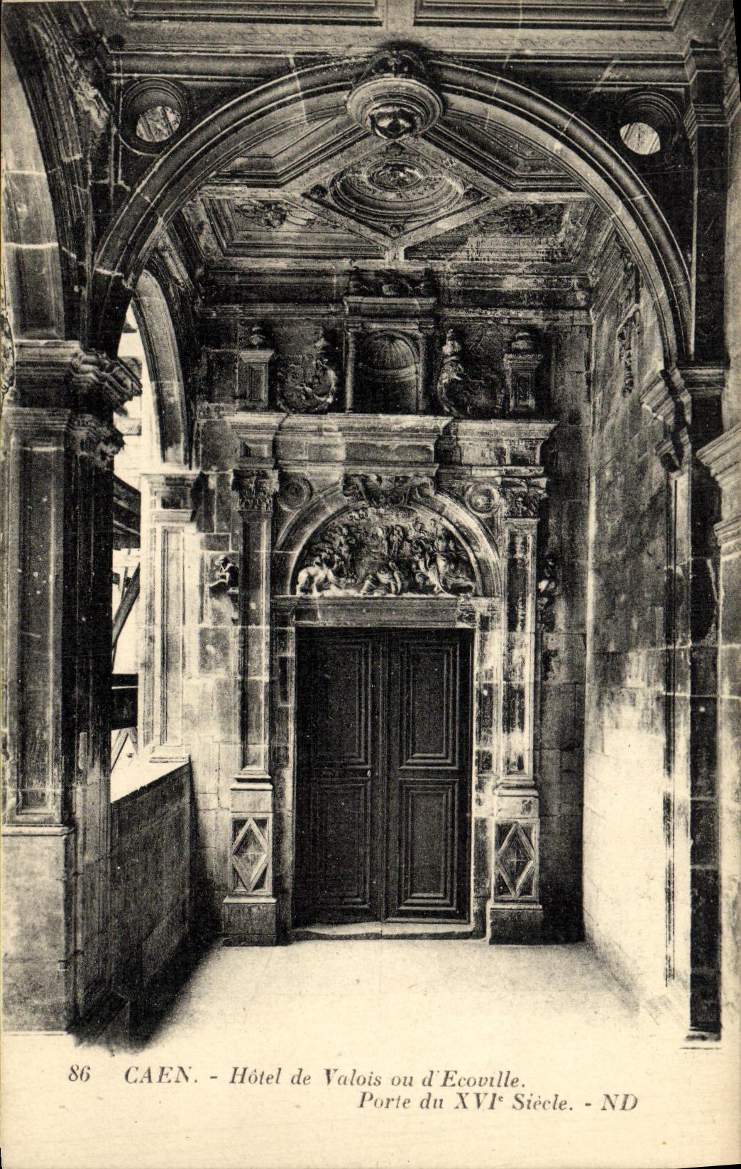 VINTAGE POSTCARD Caen Hotel of Valois Or D Ecoville carries 16th