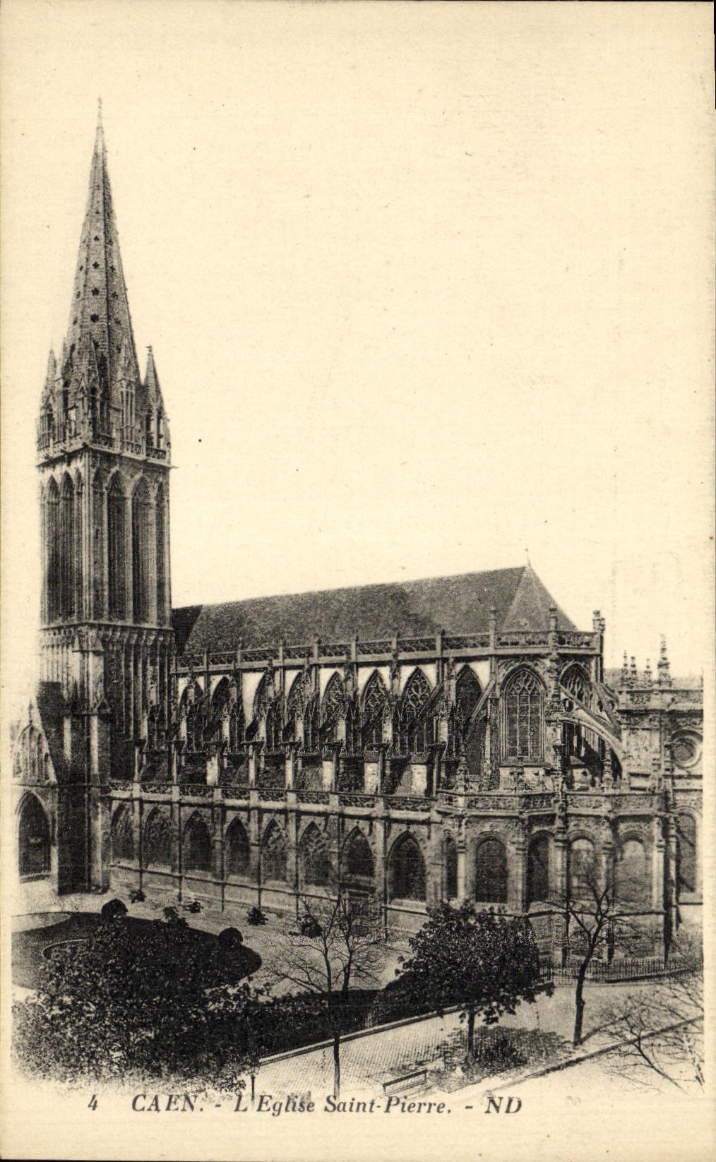 VINTAGE POSTCARD Caen L Church Saint Pierre
