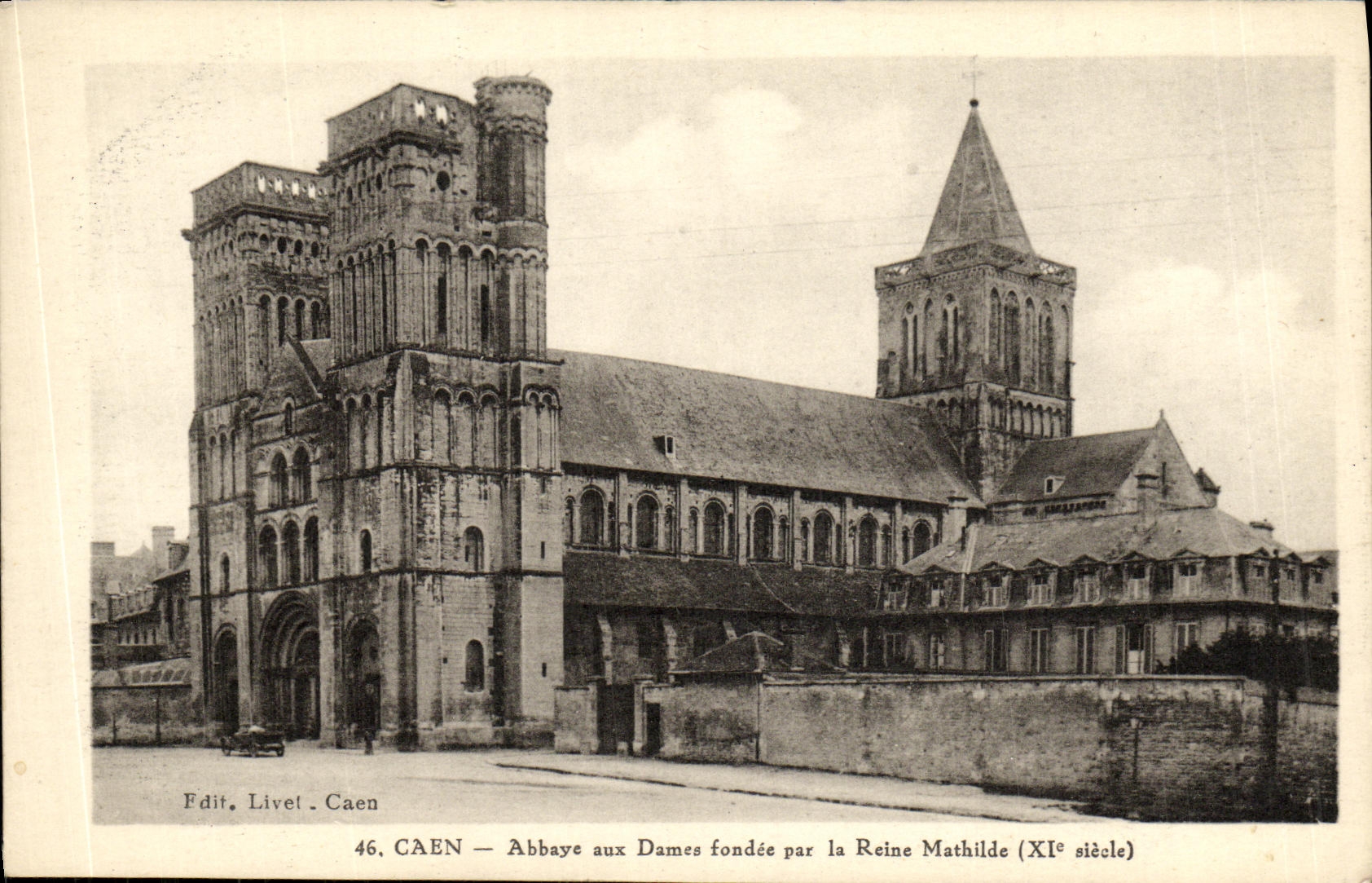VINTAGE POSTCARD Caen Abbey with the Ladies Rested By the Mathilde Queen