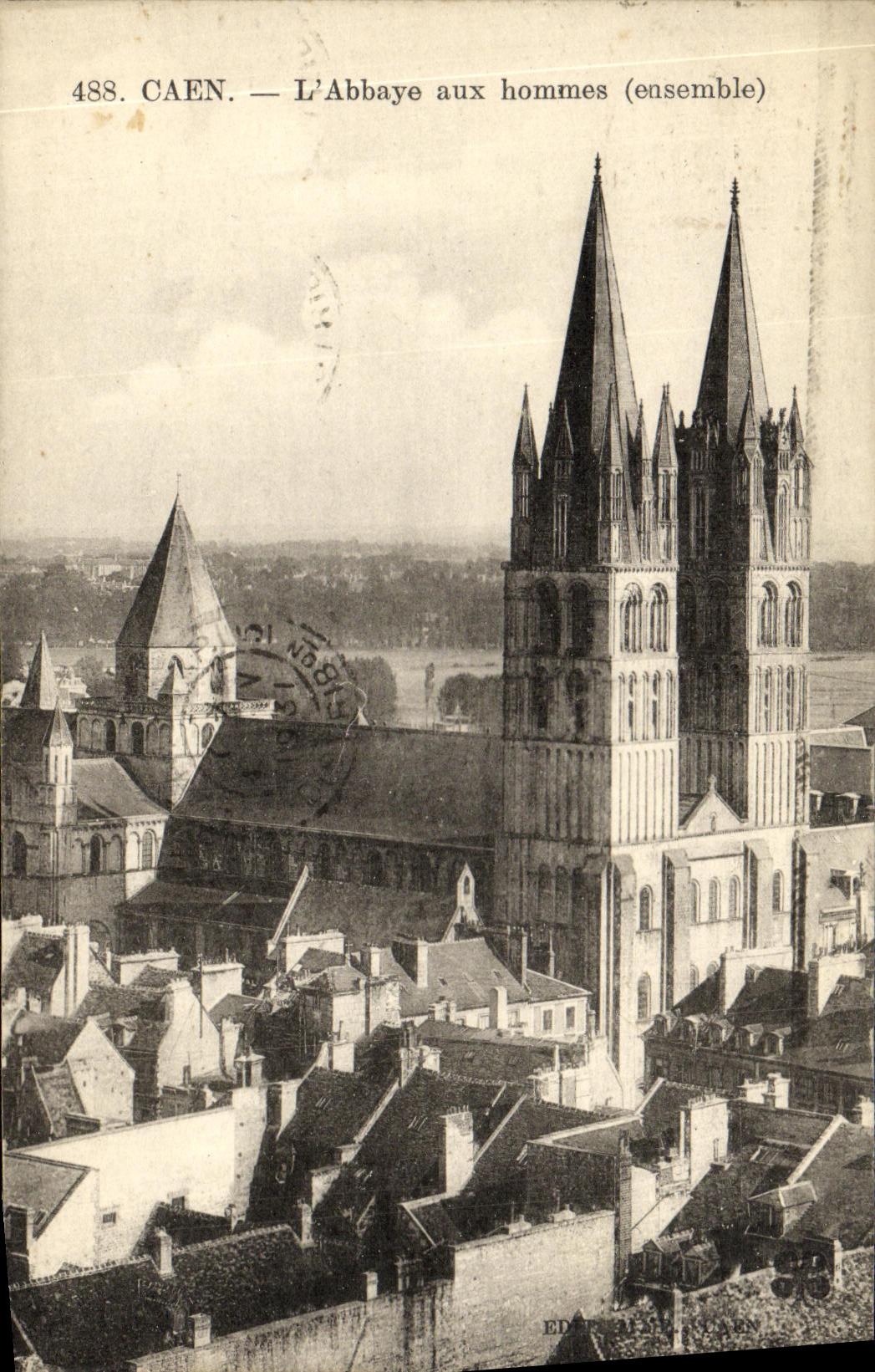 VINTAGE POSTCARD Caen Abbey with the Men