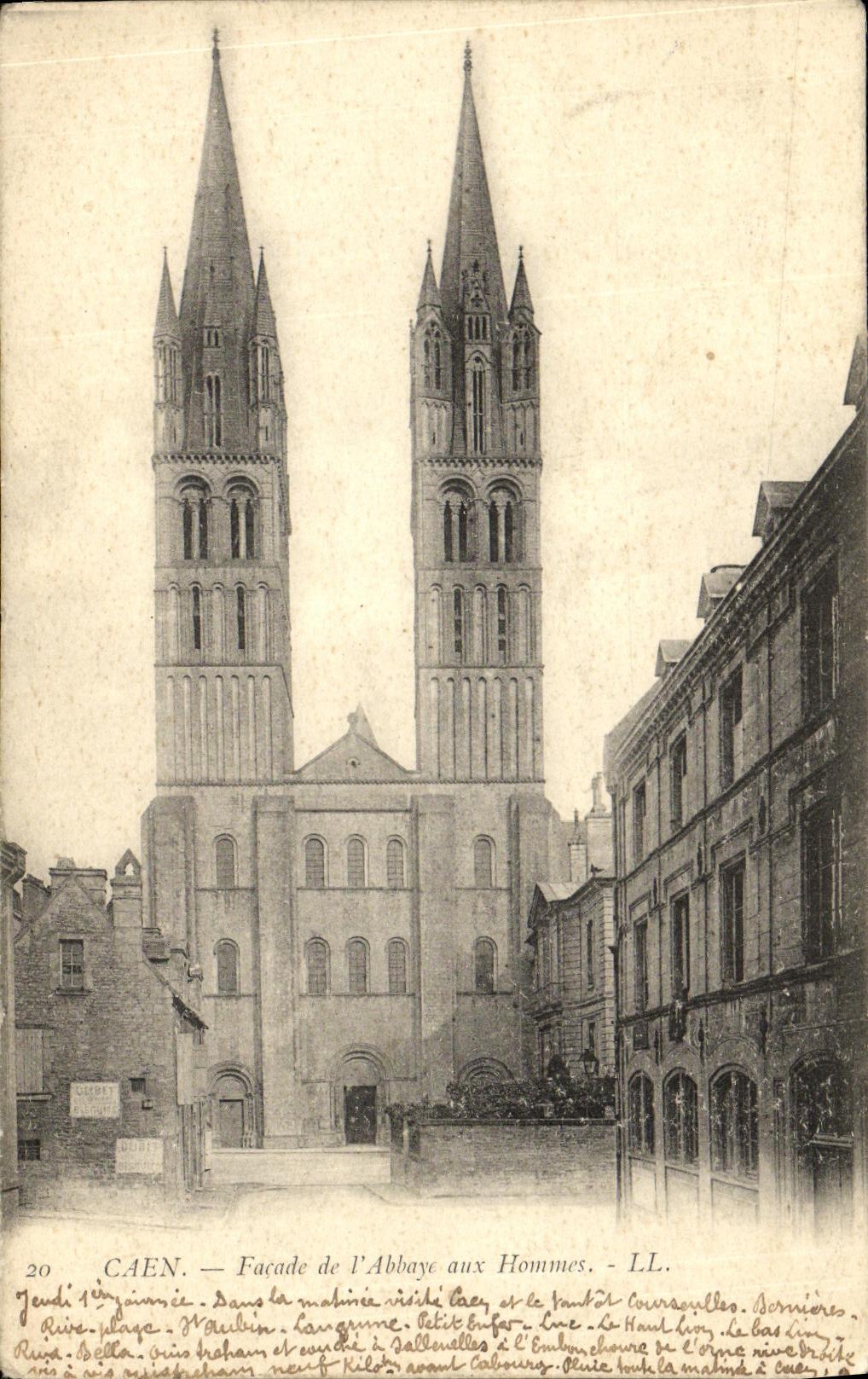VINTAGE POSTCARD Caen Frontage Of L Abbey to the Men