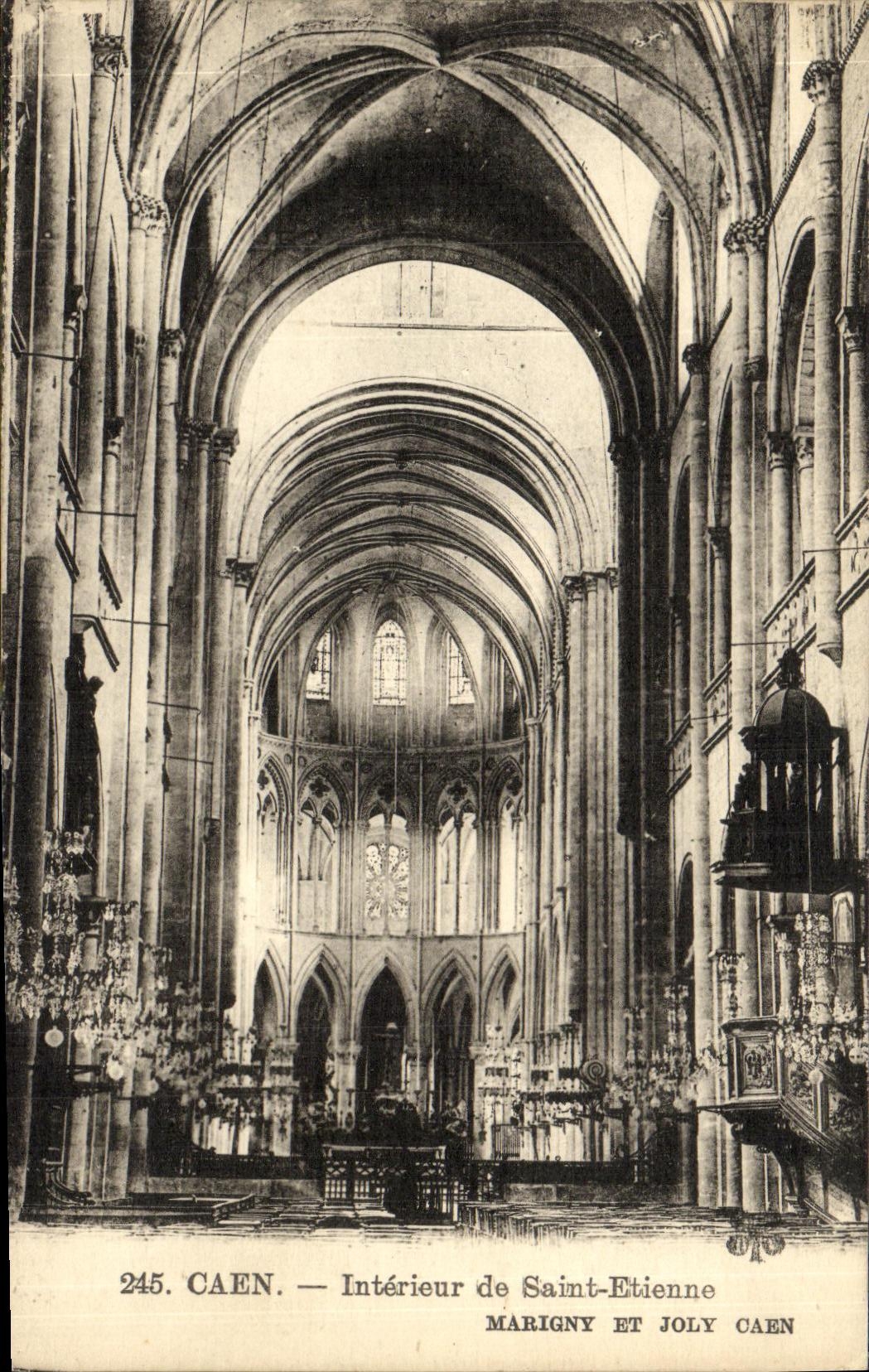 VINTAGE POSTCARD Interior Caen of Etienne Saint