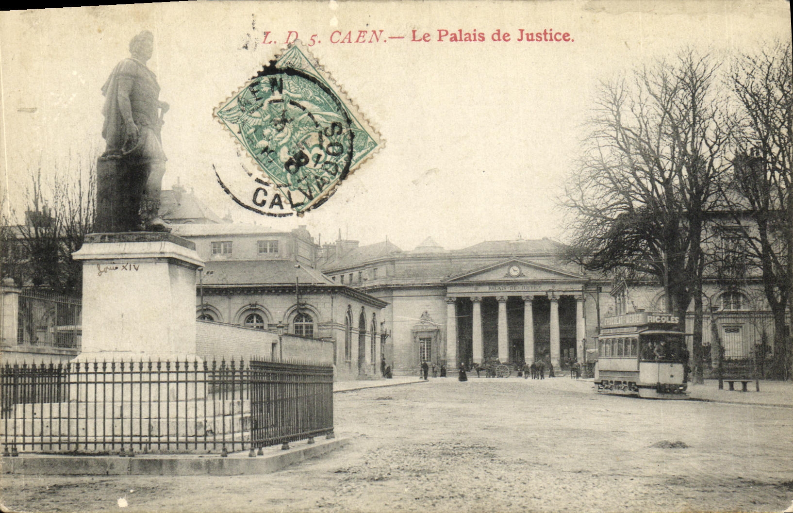 VINTAGE POSTCARD Caen Law courts Tram