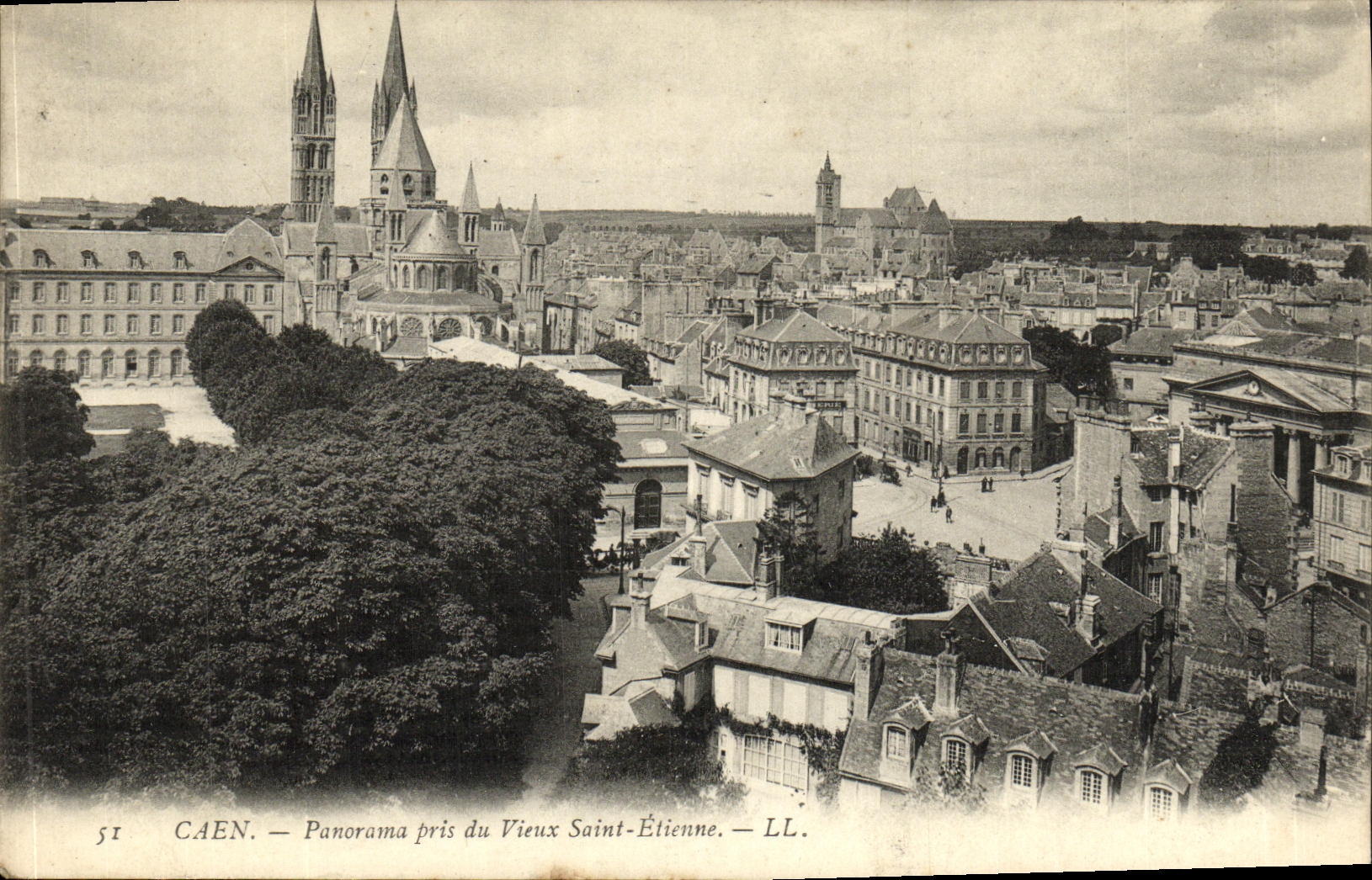 VINTAGE POSTCARD Caen Panorama Taken of the Old Etienne Saint