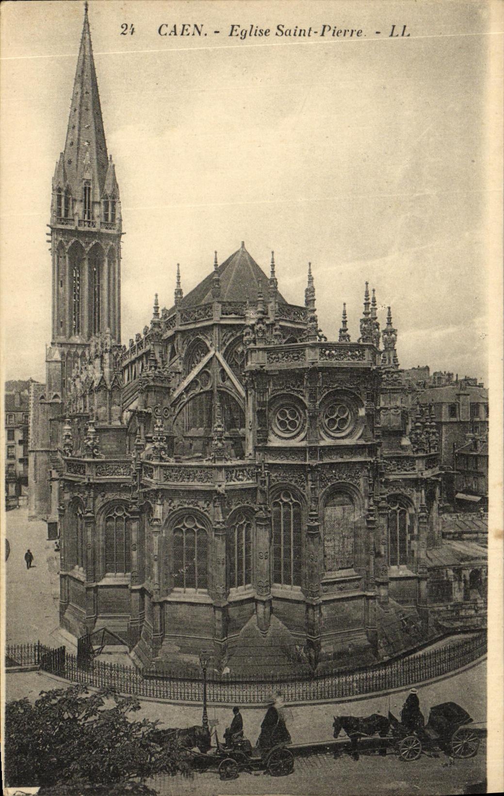 VINTAGE POSTCARD Caen L Church Saint Pierre