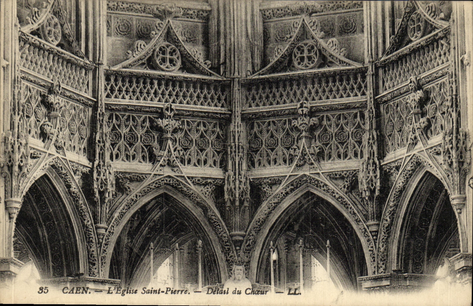 VINTAGE POSTCARD Caen L Church Saint Pierre Detail of the chorus