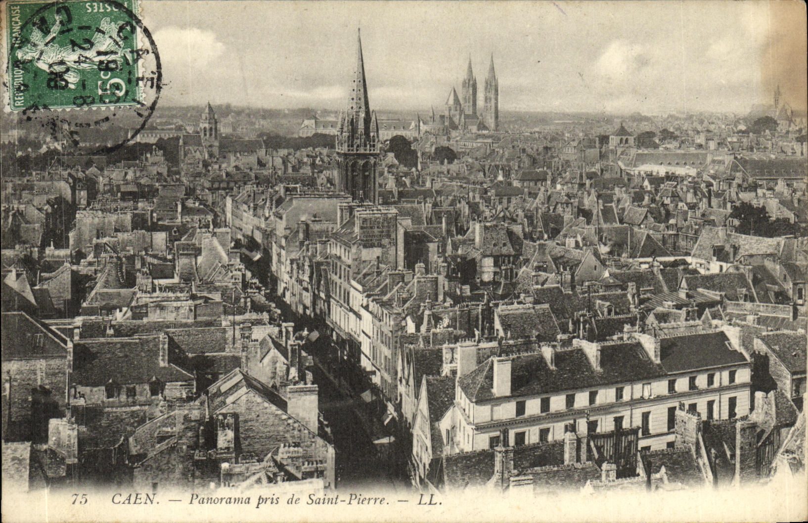 VINTAGE POSTCARD Caen Panorama Taken of Saint Pierre
