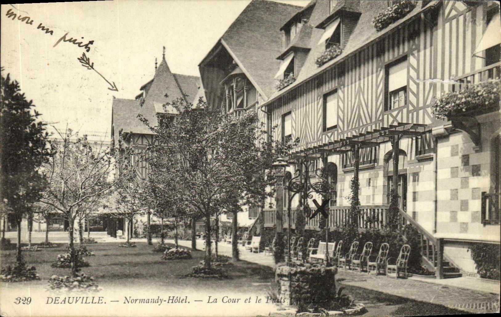 VINTAGE POSTCARD Deauville Normandy Hotel Court and the well