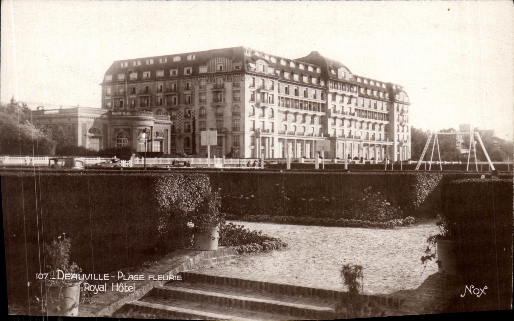 VINTAGE POSTCARD Deauville Flowered Beach Royal Hotel
