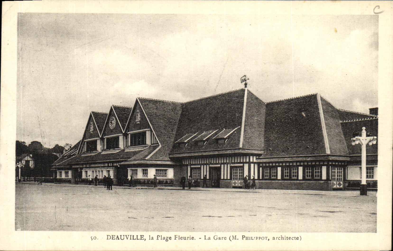 VINTAGE POSTCARD Deauville the Beach Flowered Train station