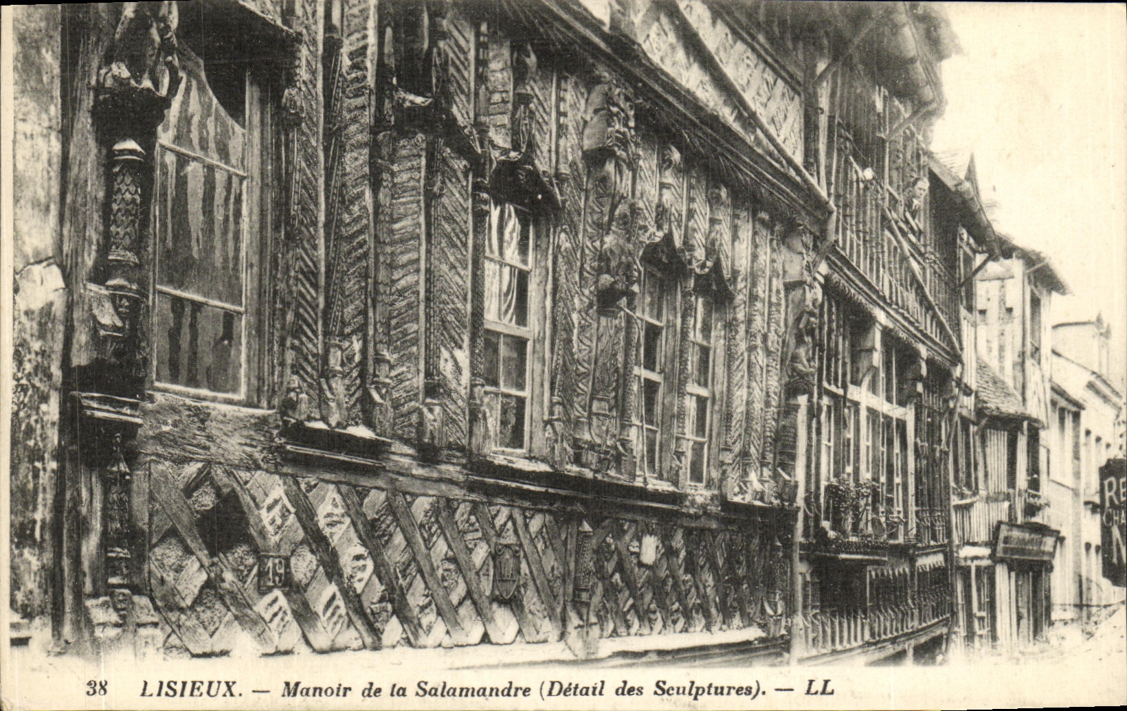 VINTAGE POSTCARD Lisieux Manor of the Salamander Detail of the sculptures