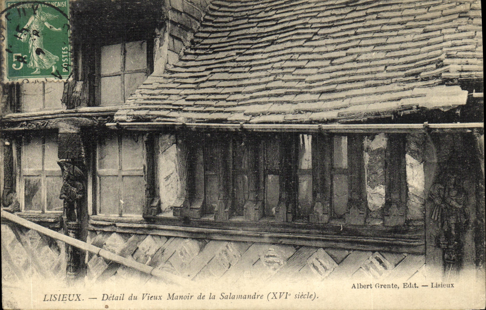 VINTAGE POSTCARD Lisieux Detail of the Old Manor of the Salamander