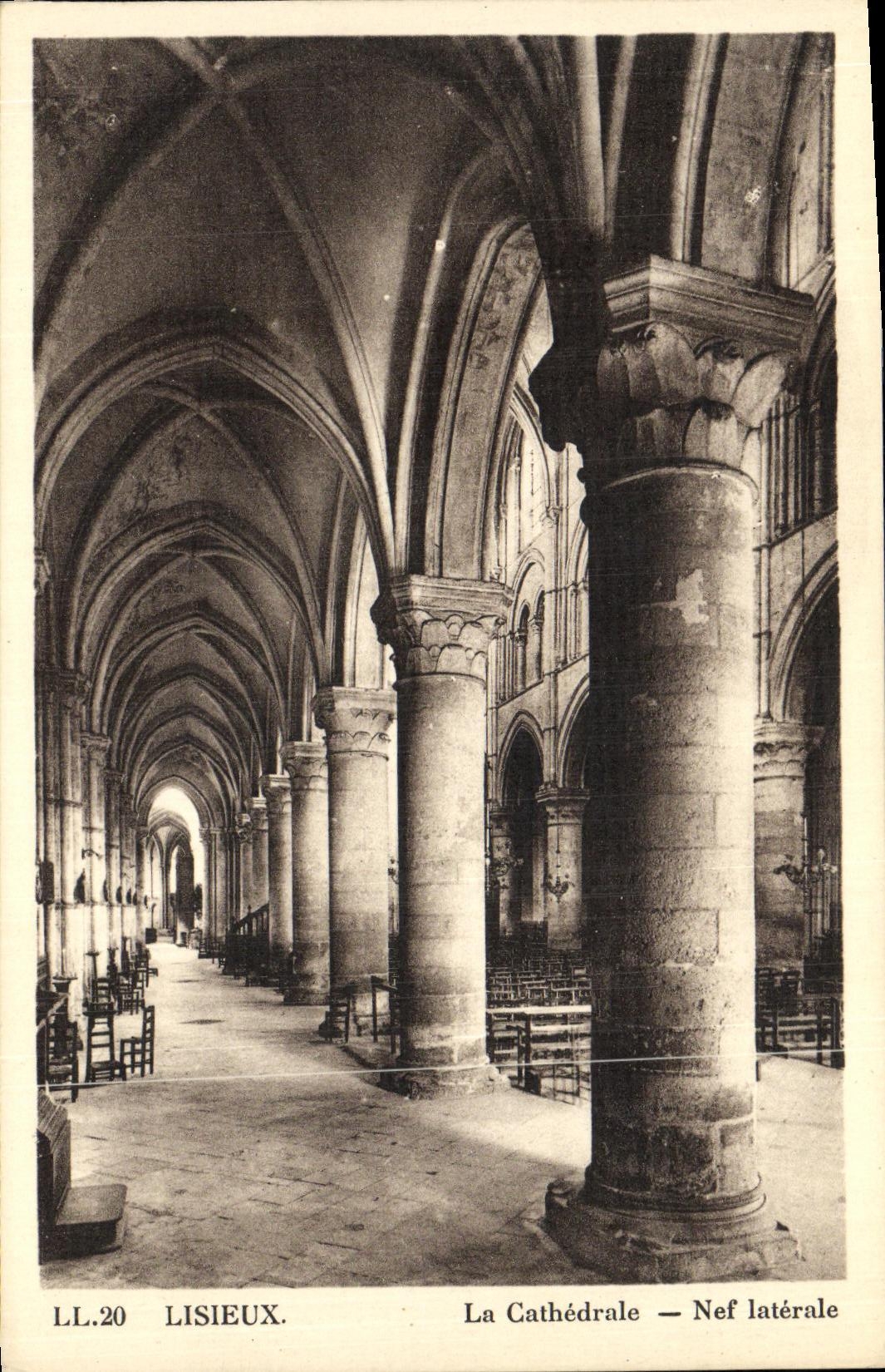VINTAGE POSTCARD Lisieux the Cathedral Side aisle
