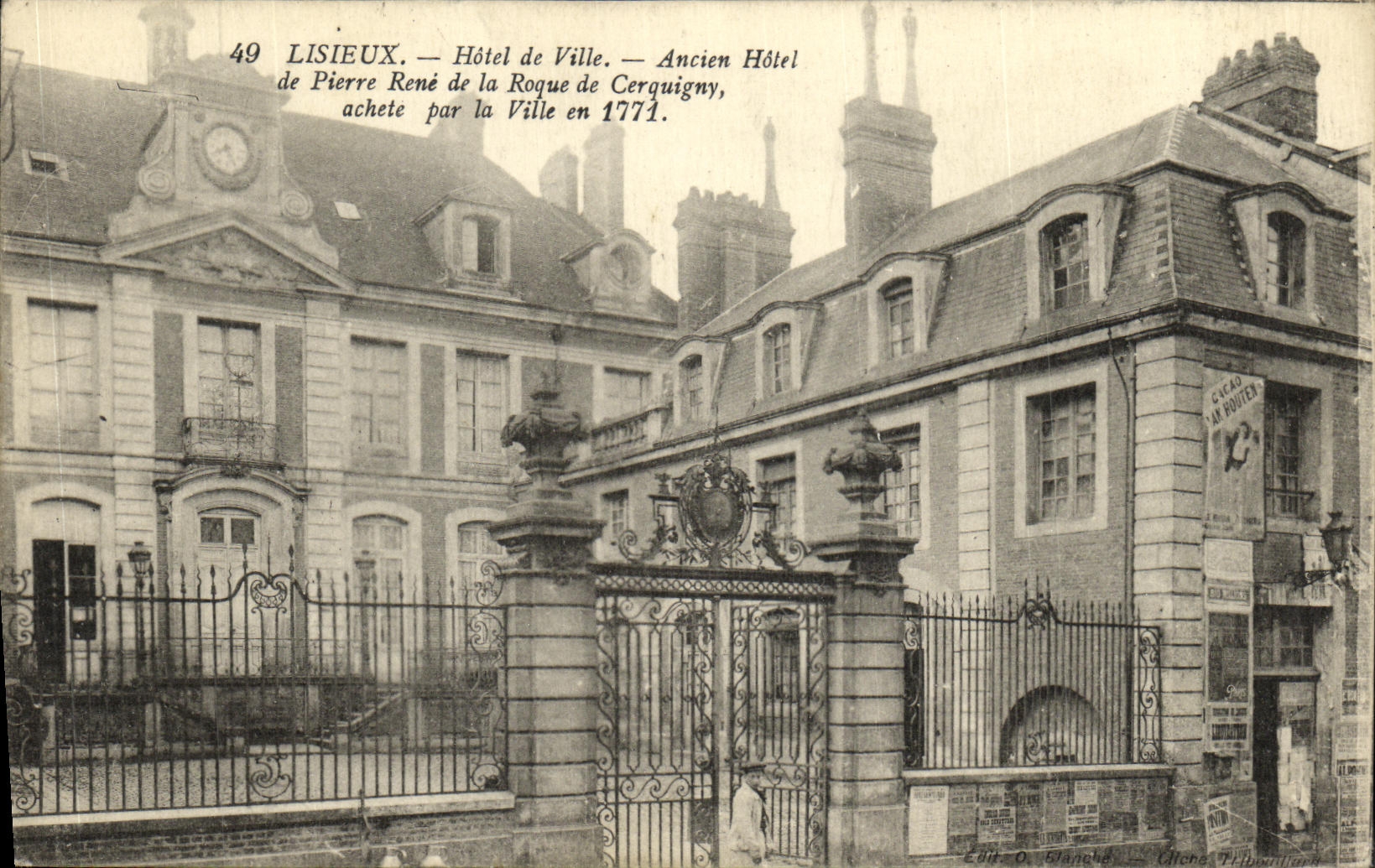 VINTAGE POSTCARD Lisieux Town hall Old Hotel of Pierre Rene of the Castling of Cerquigny buys by the city in 1771