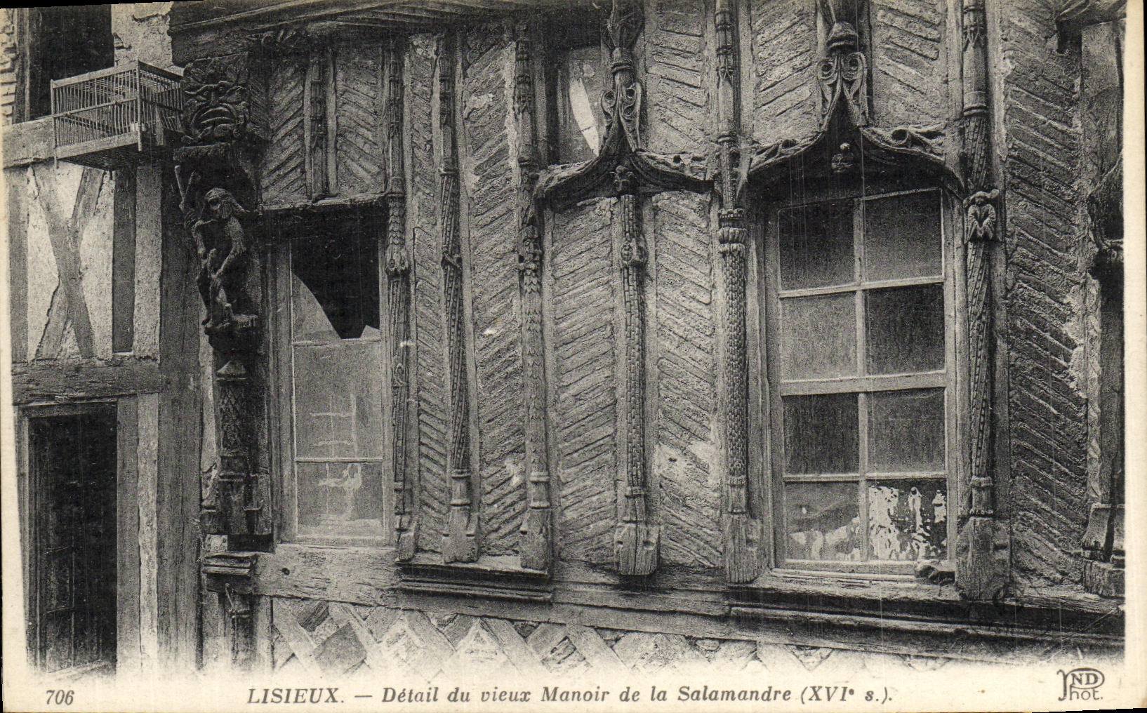 VINTAGE POSTCARD Lisieux Detail of the Old Manor of the Salamander