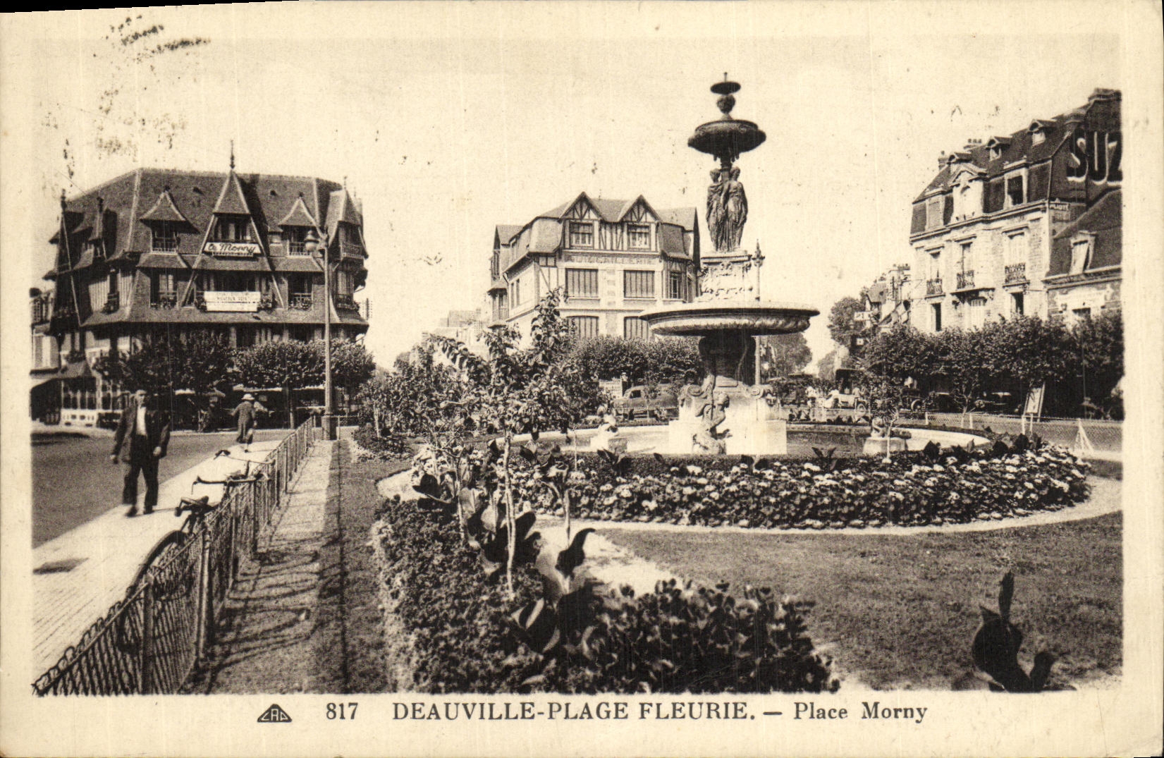 VINTAGE POSTCARD Deauville the Flowered Beach Morny Place