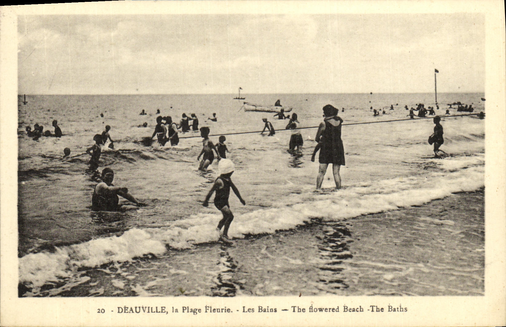 VINTAGE POSTCARD Deauville the Beach Flowered Les Bains