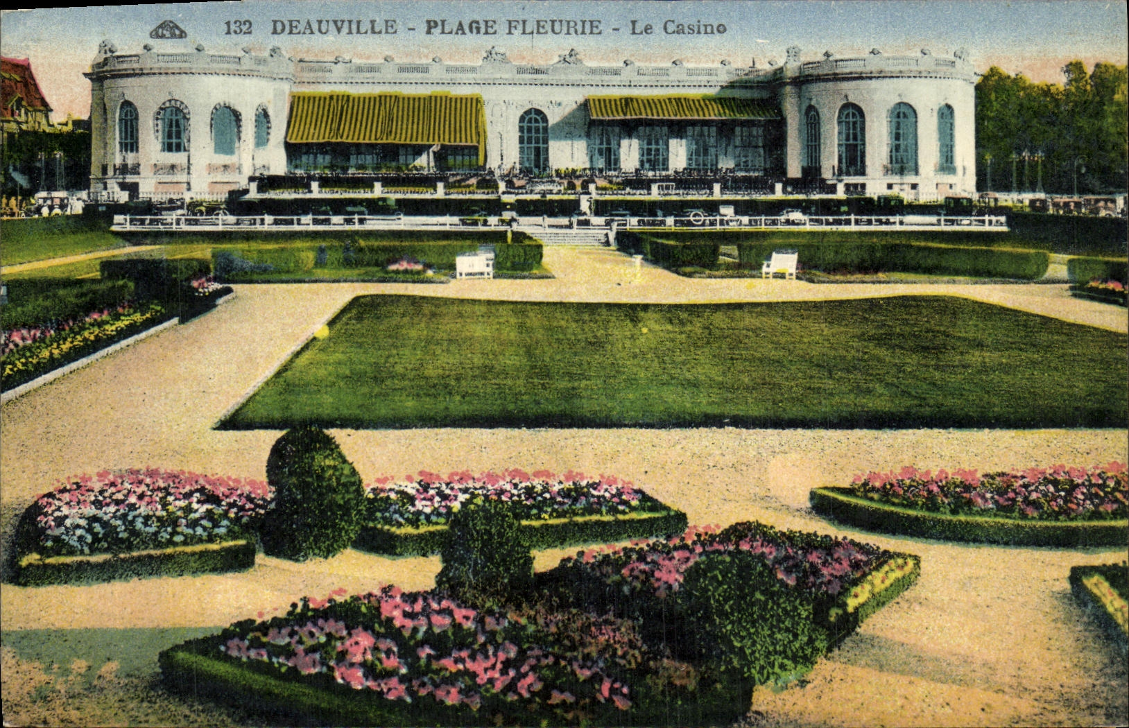 VINTAGE POSTCARD Deauville Flowered Beach the Casino