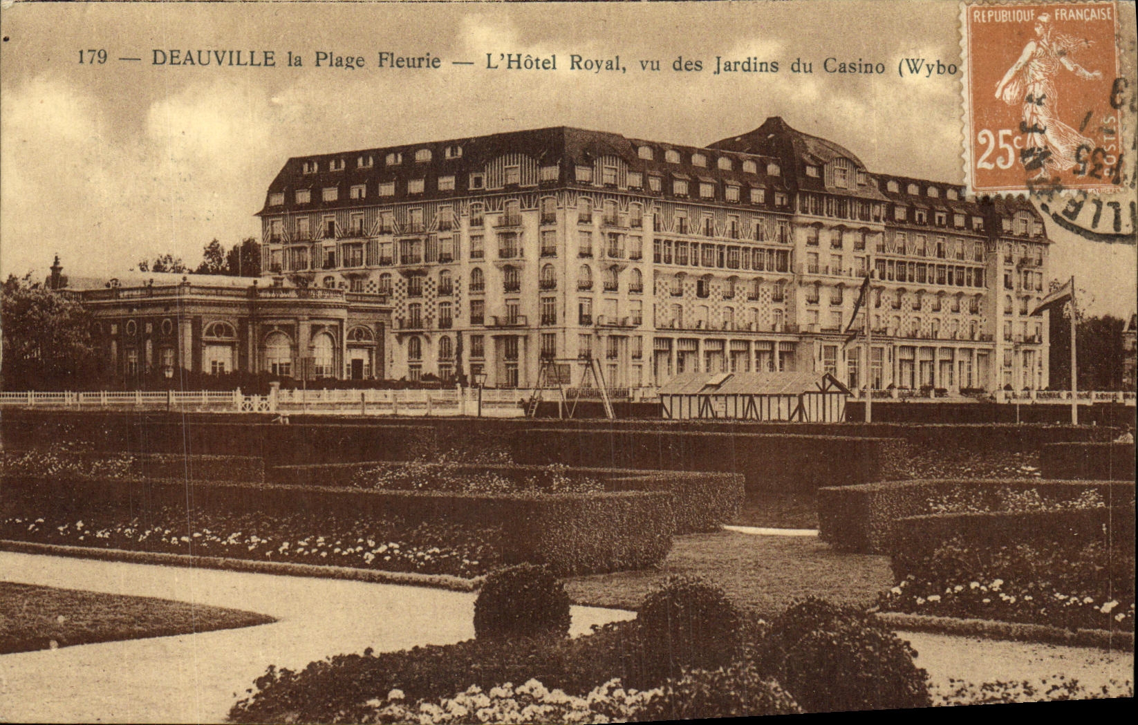 VINTAGE POSTCARD Deauville the Flowered Beach L Royal Hotel seen of the gardens of the casino