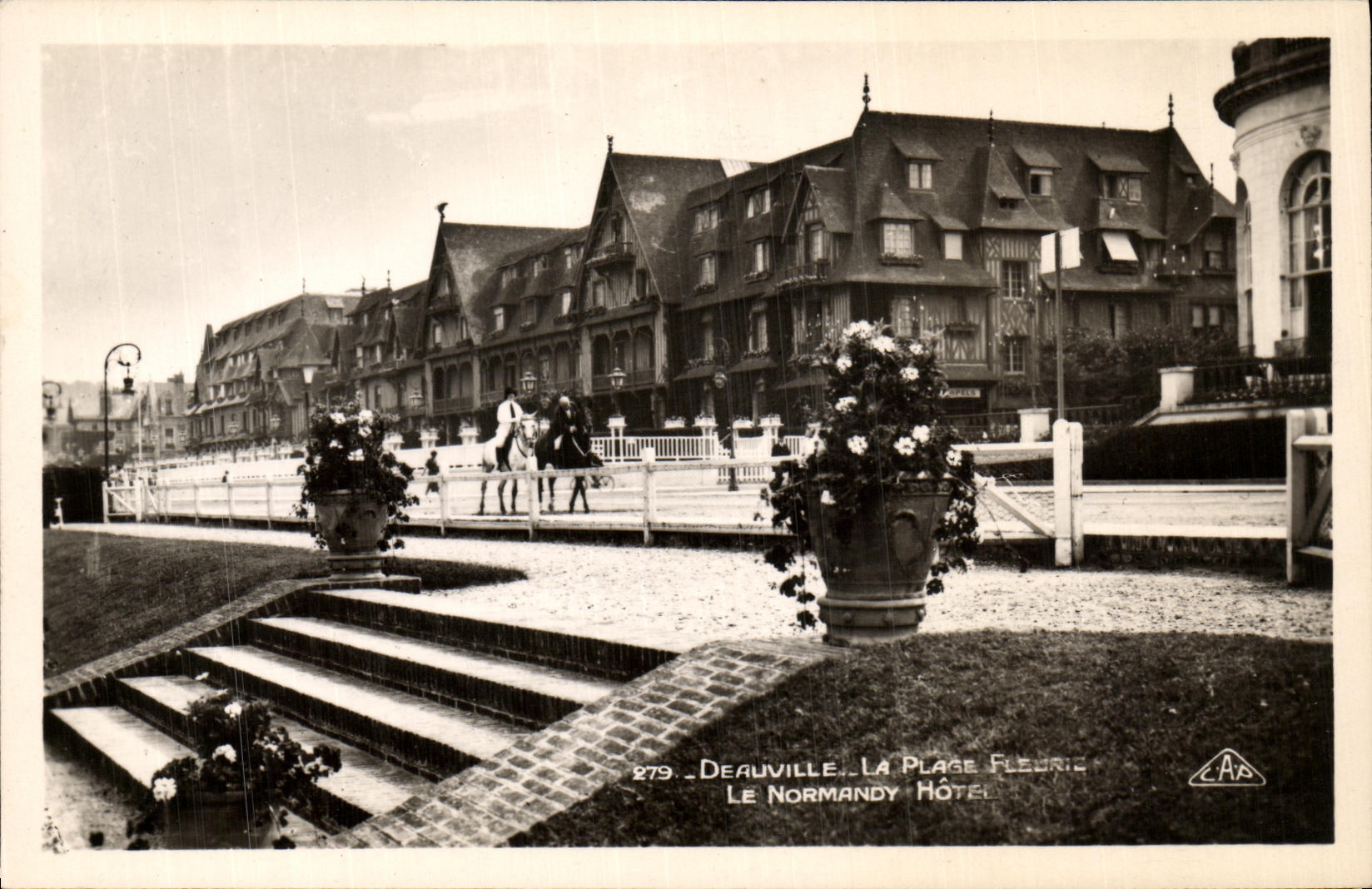 VINTAGE POSTCARD Deauville the Flowered Beach Normandy Hotel