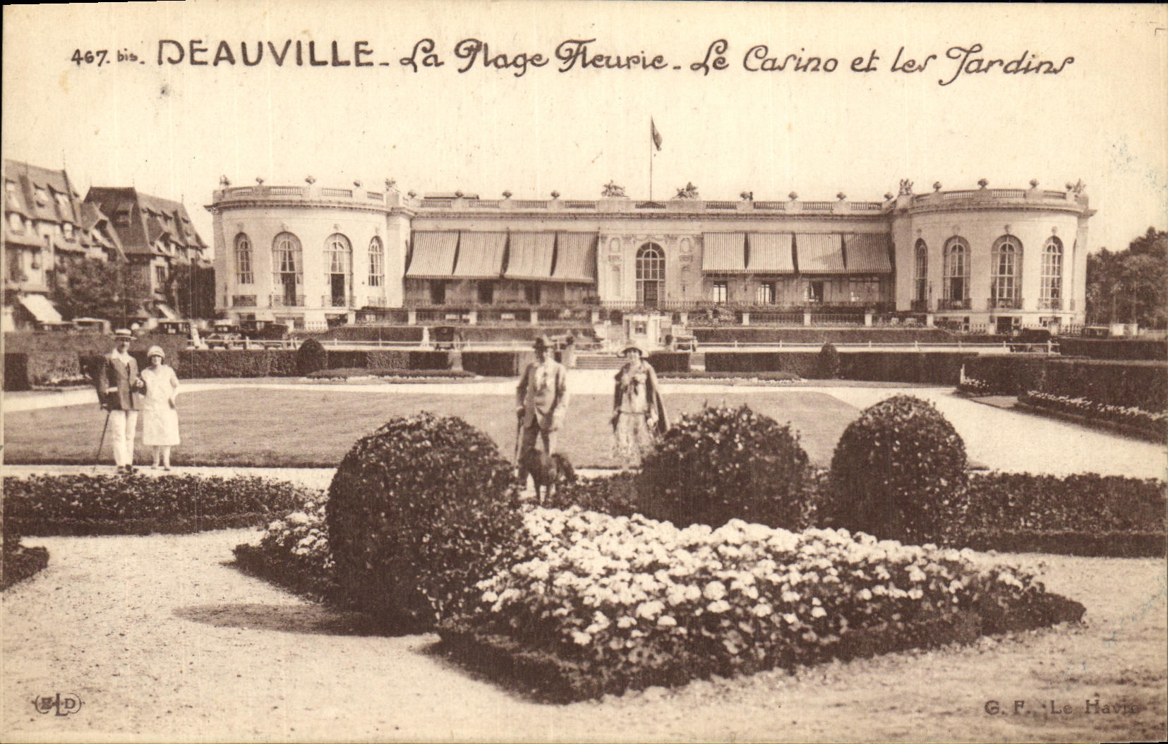 VINTAGE POSTCARD Deauville the Flowered Beach the casino and gardens