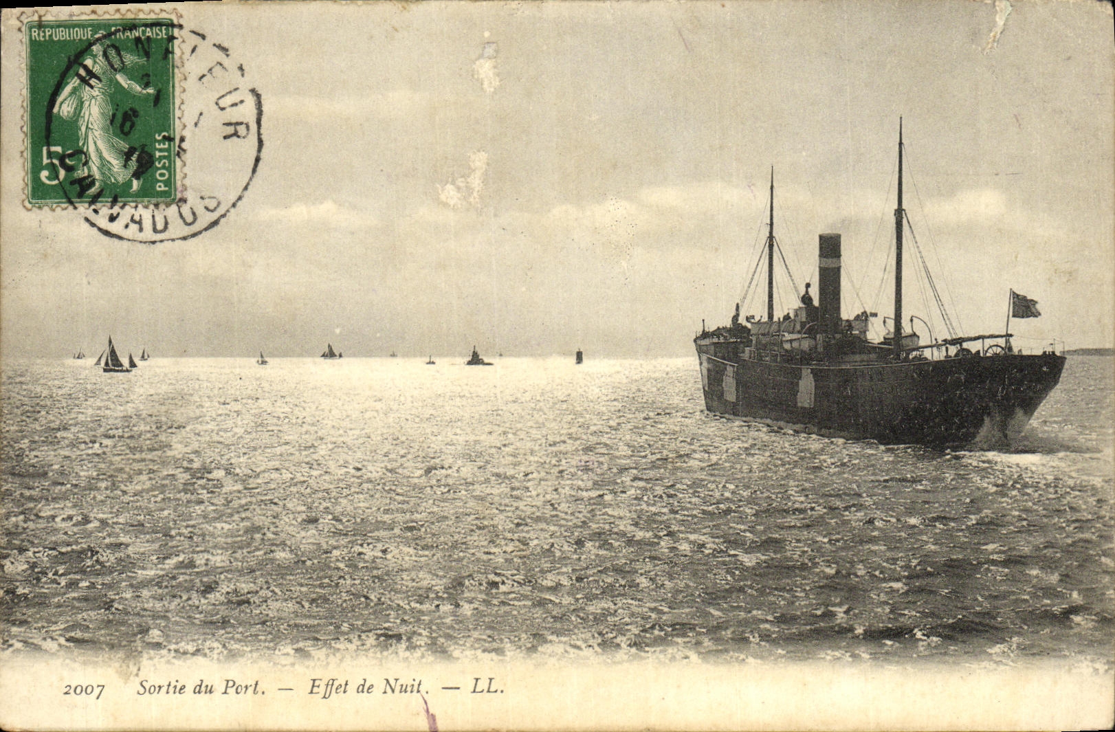 CPA Sortie du Port Effet De Nuit Bateau