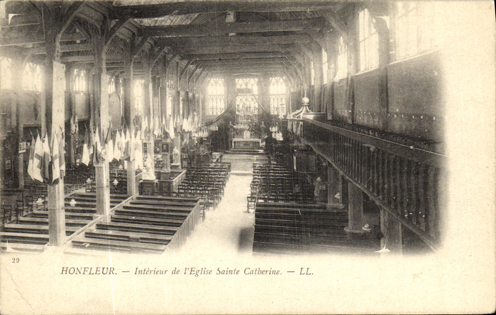 VINTAGE POSTCARD Interior Honfleur of L Church Sainte Catherine