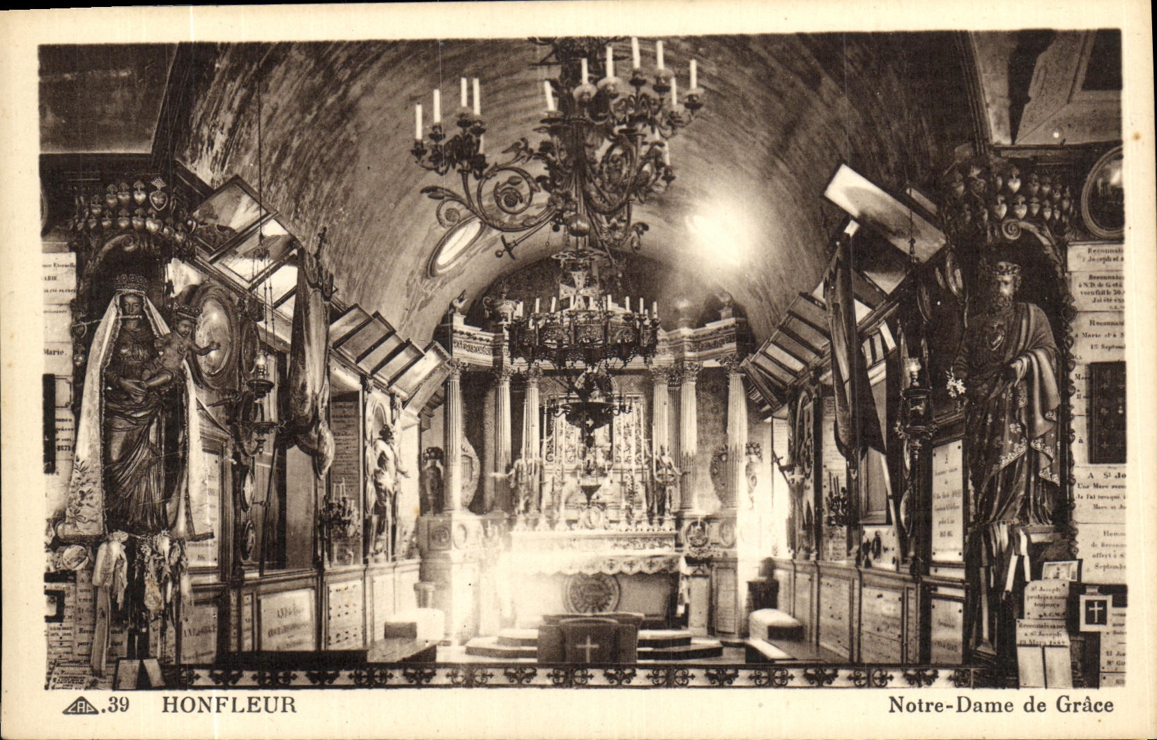 VINTAGE POSTCARD Honfleur Church Notre Dame de Grace