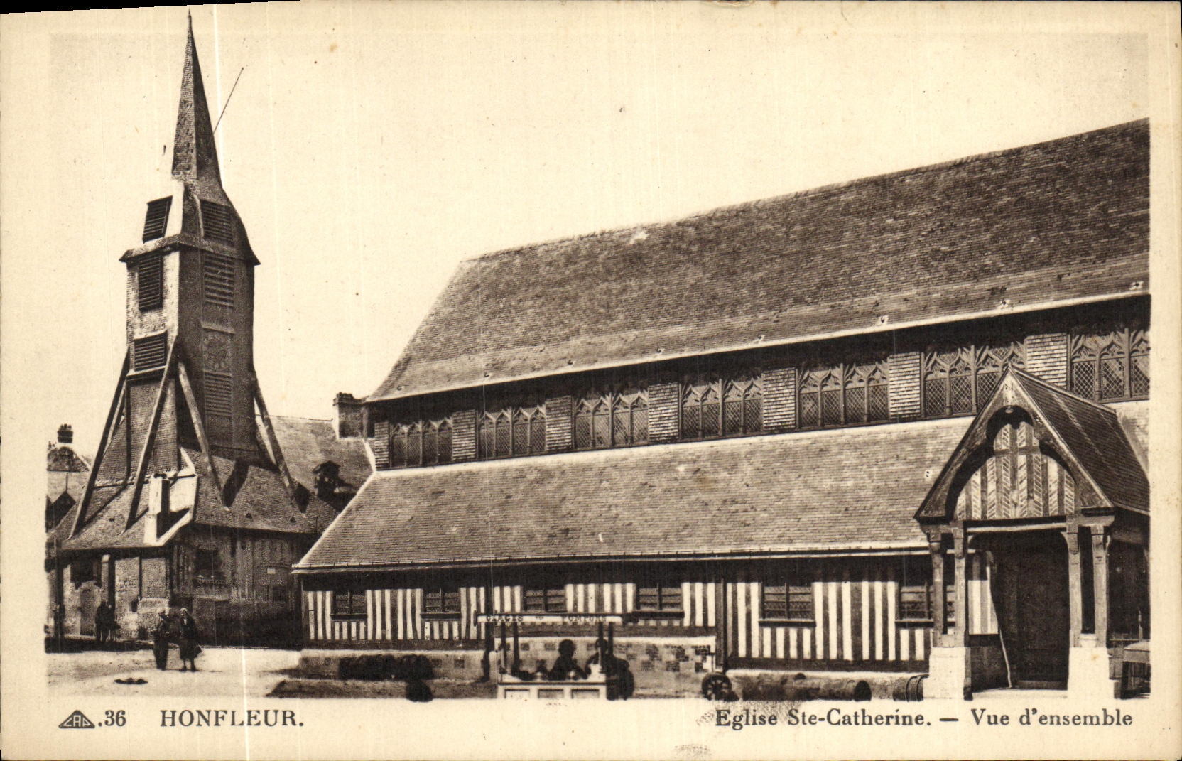 VINTAGE POSTCARD Honfleur Church co  Catherine Vue D together