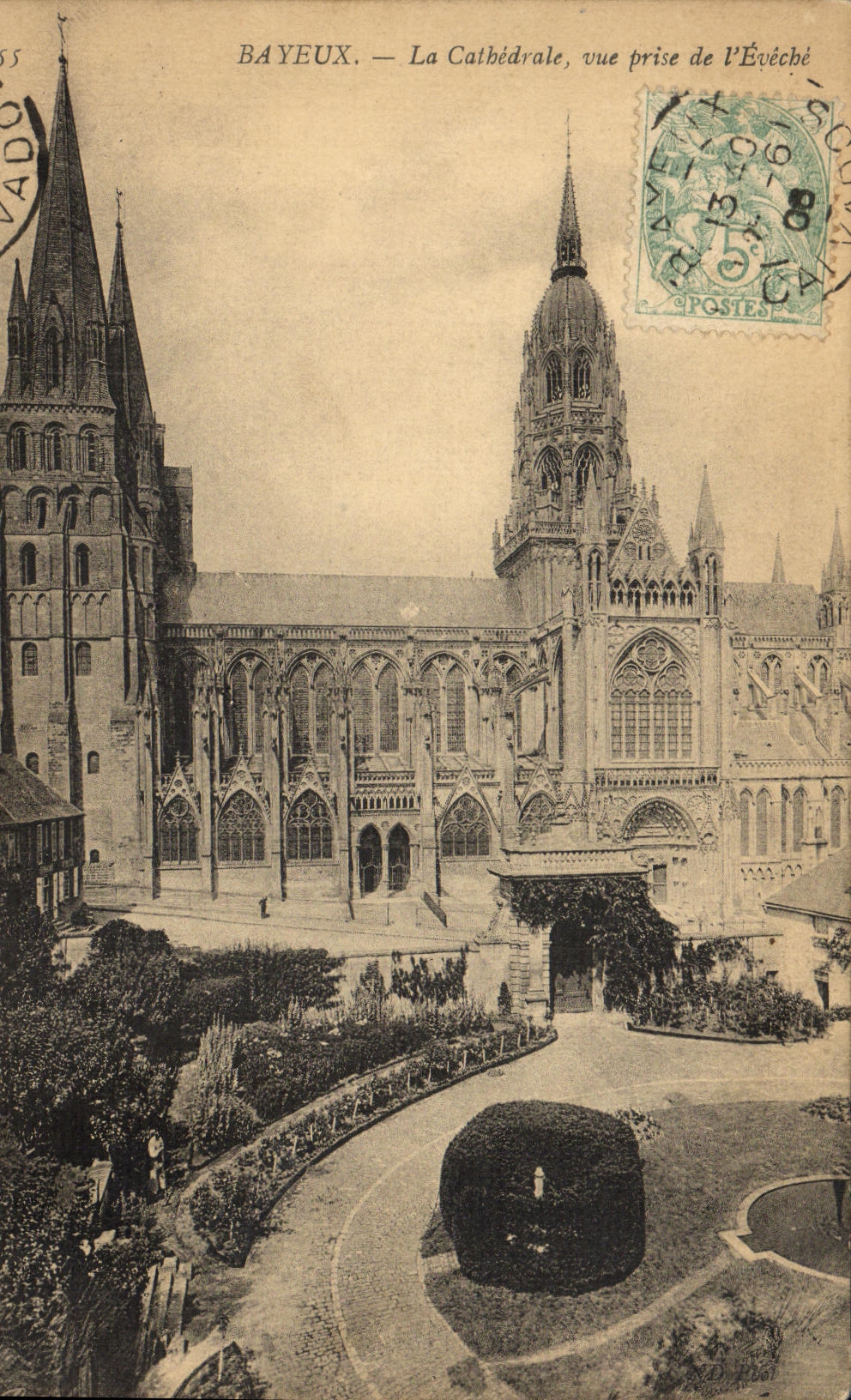 POSTAL Bayeux de la VENDIMIA la catedral vista de L Eveche