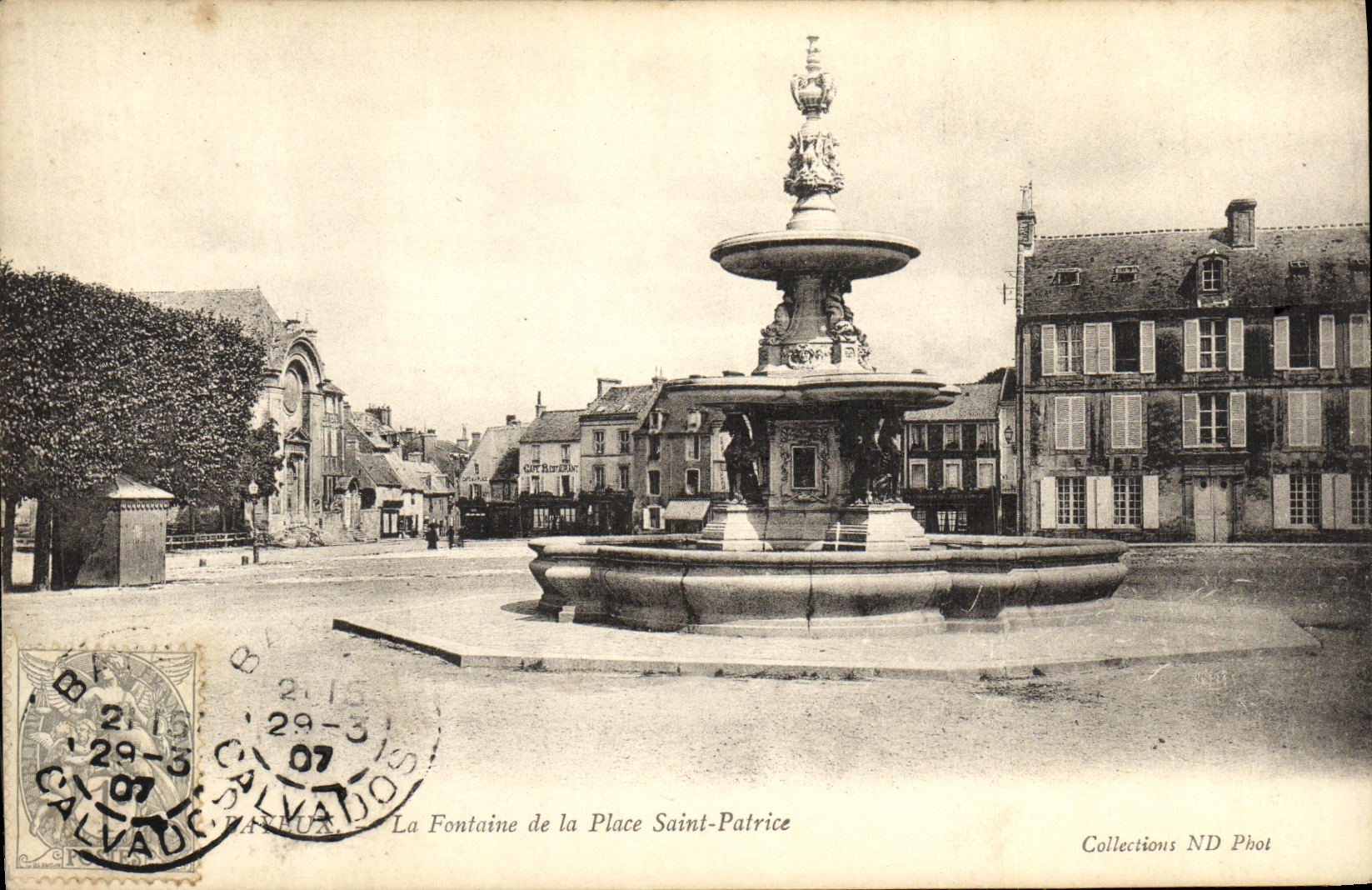 VINTAGE POSTCARD Bayeux the Fountain of the Place Patrice Saint