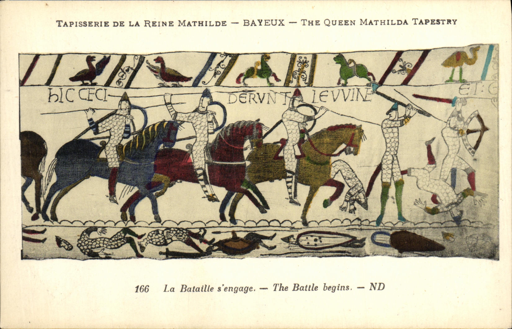 POSTAL Bayeux TApisserie de la VENDIMIA de la reina de Matilde que la batalla D contrata