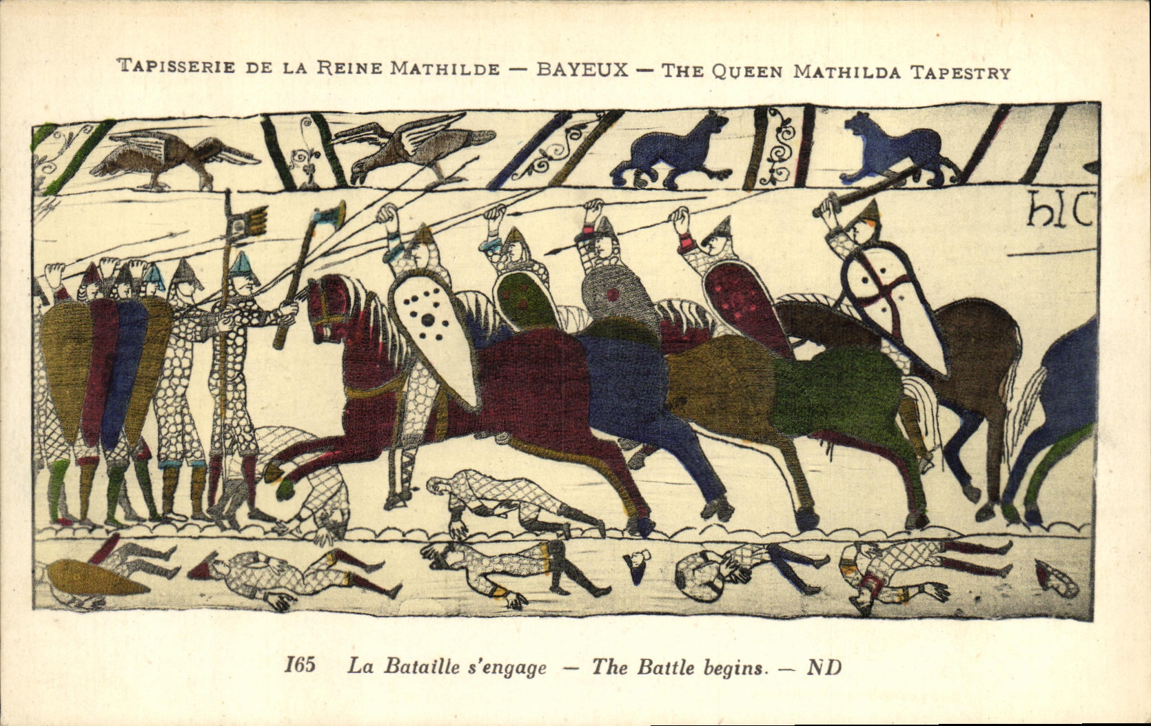 POSTAL Bayeux TApisserie de la VENDIMIA de la reina de Matilde que la batalla S contrata