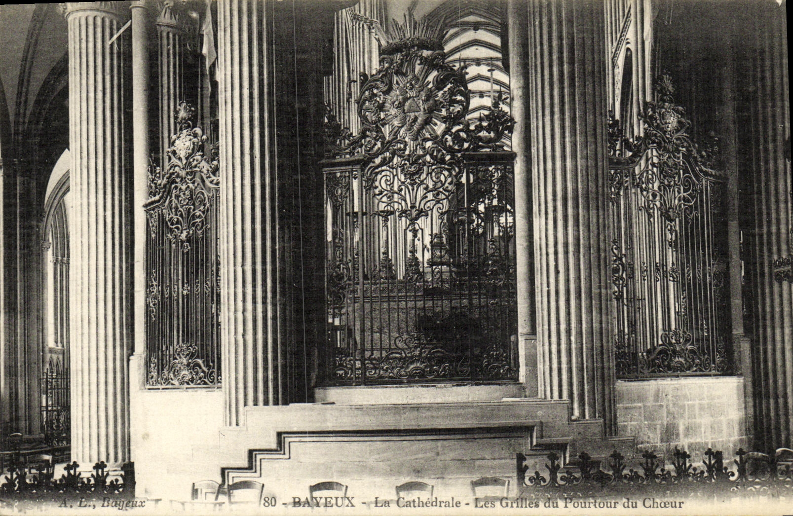 POSTAL Bayeux de la VENDIMIA las rejillas de la catedral de la circunferencia del estribillo